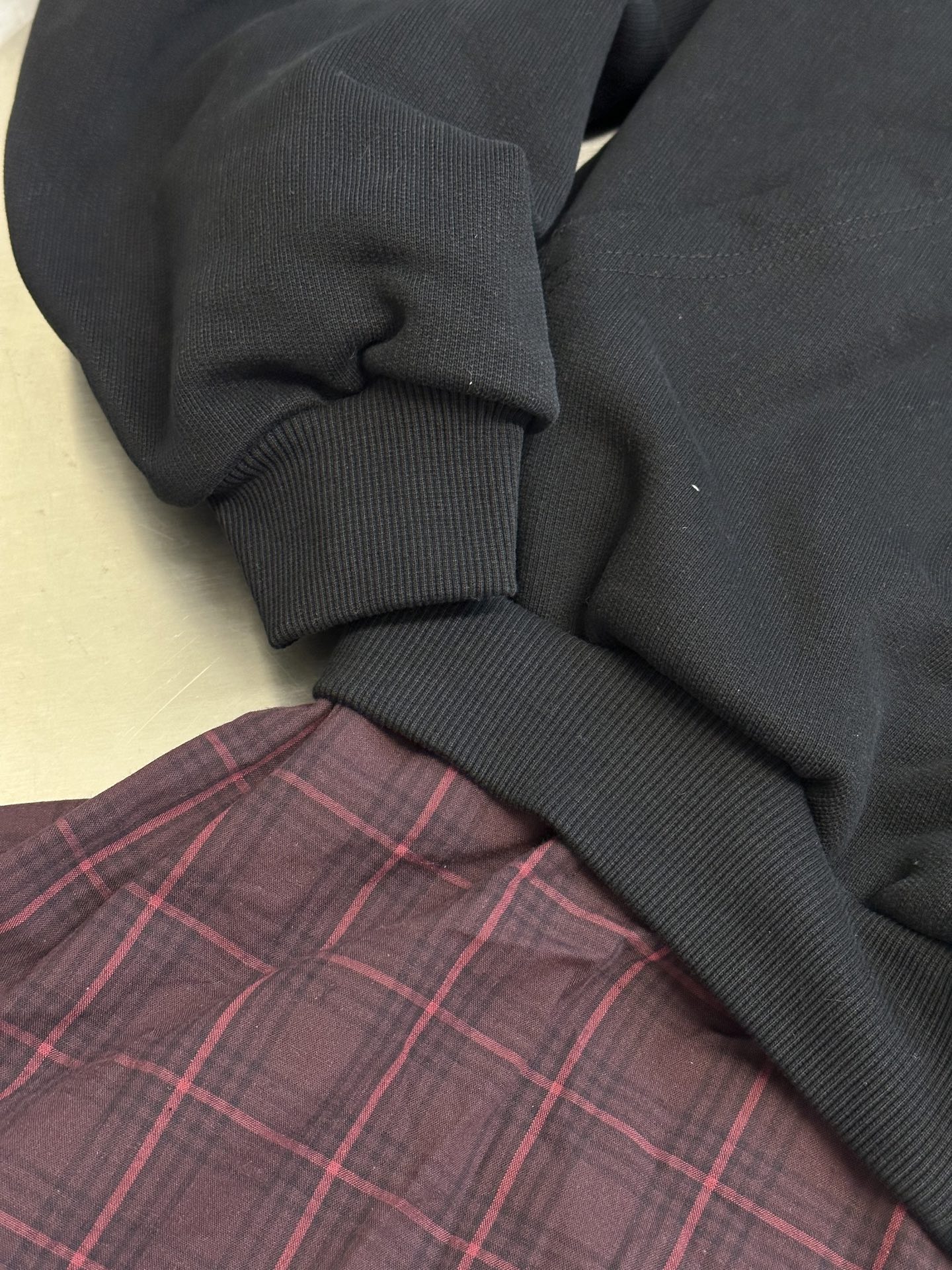 Balenciaga Layered Hoodie Black Men's  (772206TPVL71070）