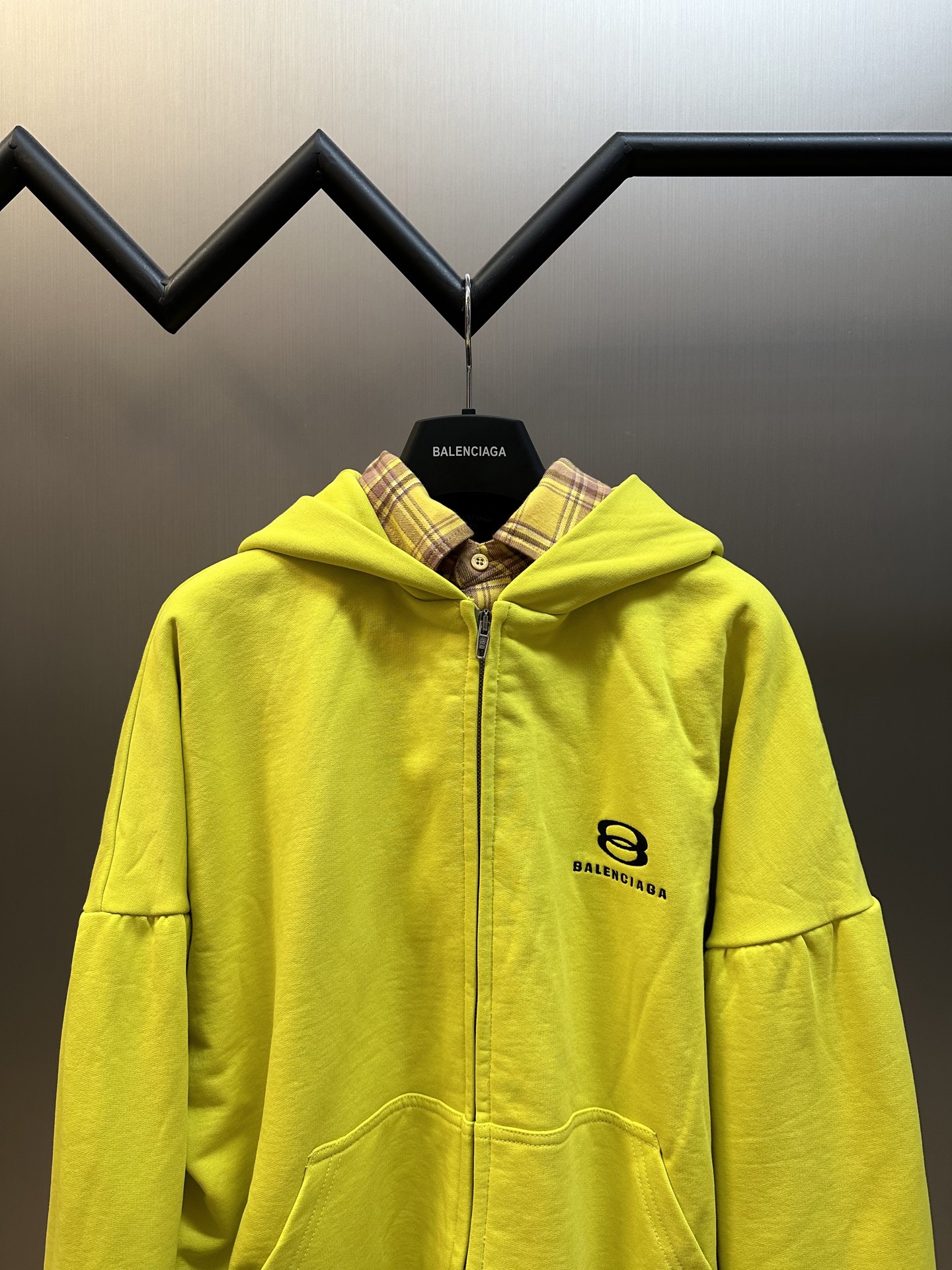 Balenciaga Layered Hoodie Black Men's  (772206TPVL71070）