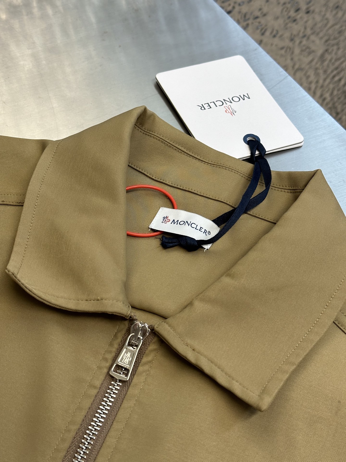 MONCLER Navy Blue Cotton Gabardine Zip-Up Shirt Jacket（J10912F0000257448781）