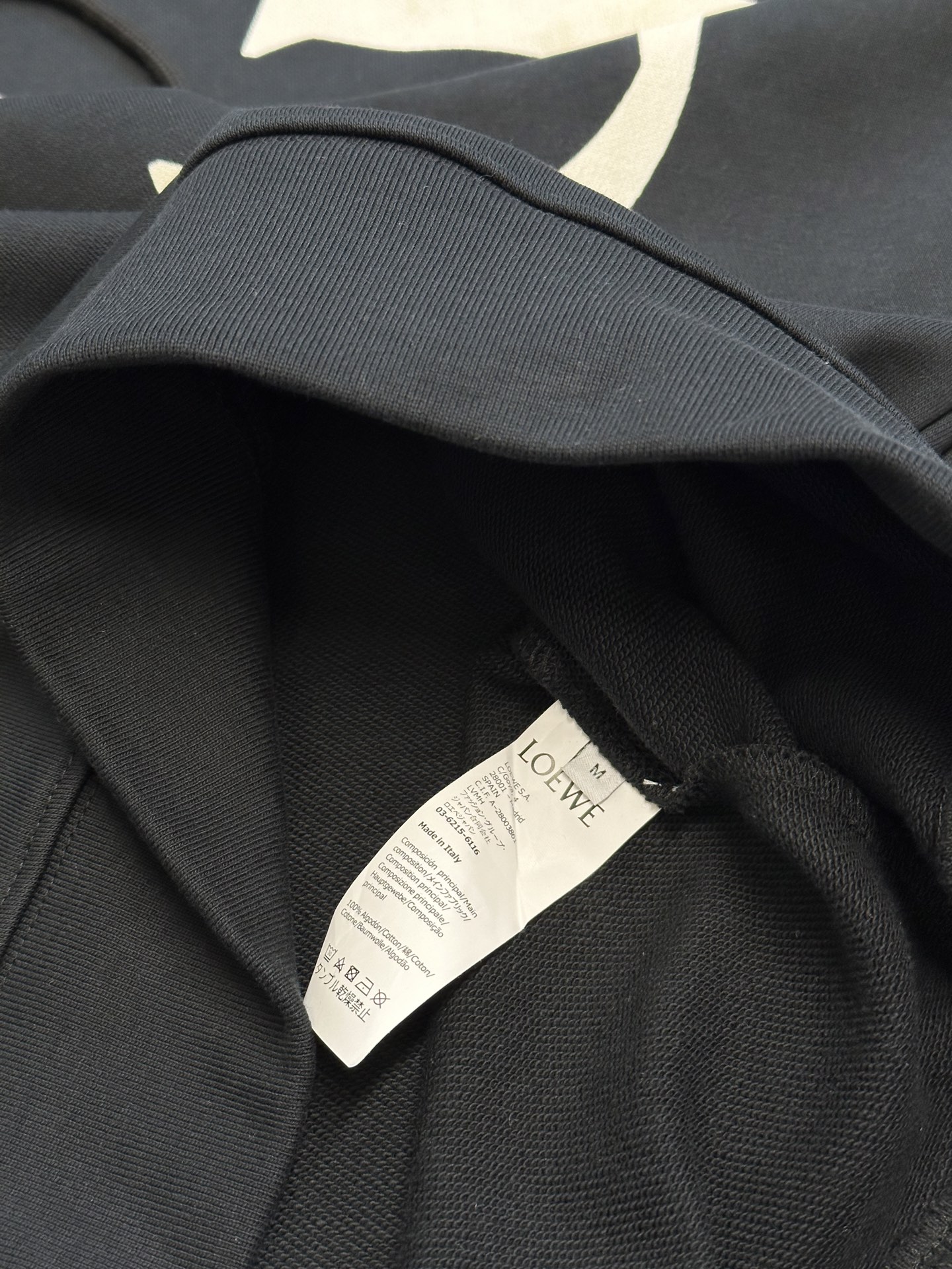 LOEWE Men's Relaxed Fit Hoodie in Cotton "Black/Grey" (H526Y25X65-1671）