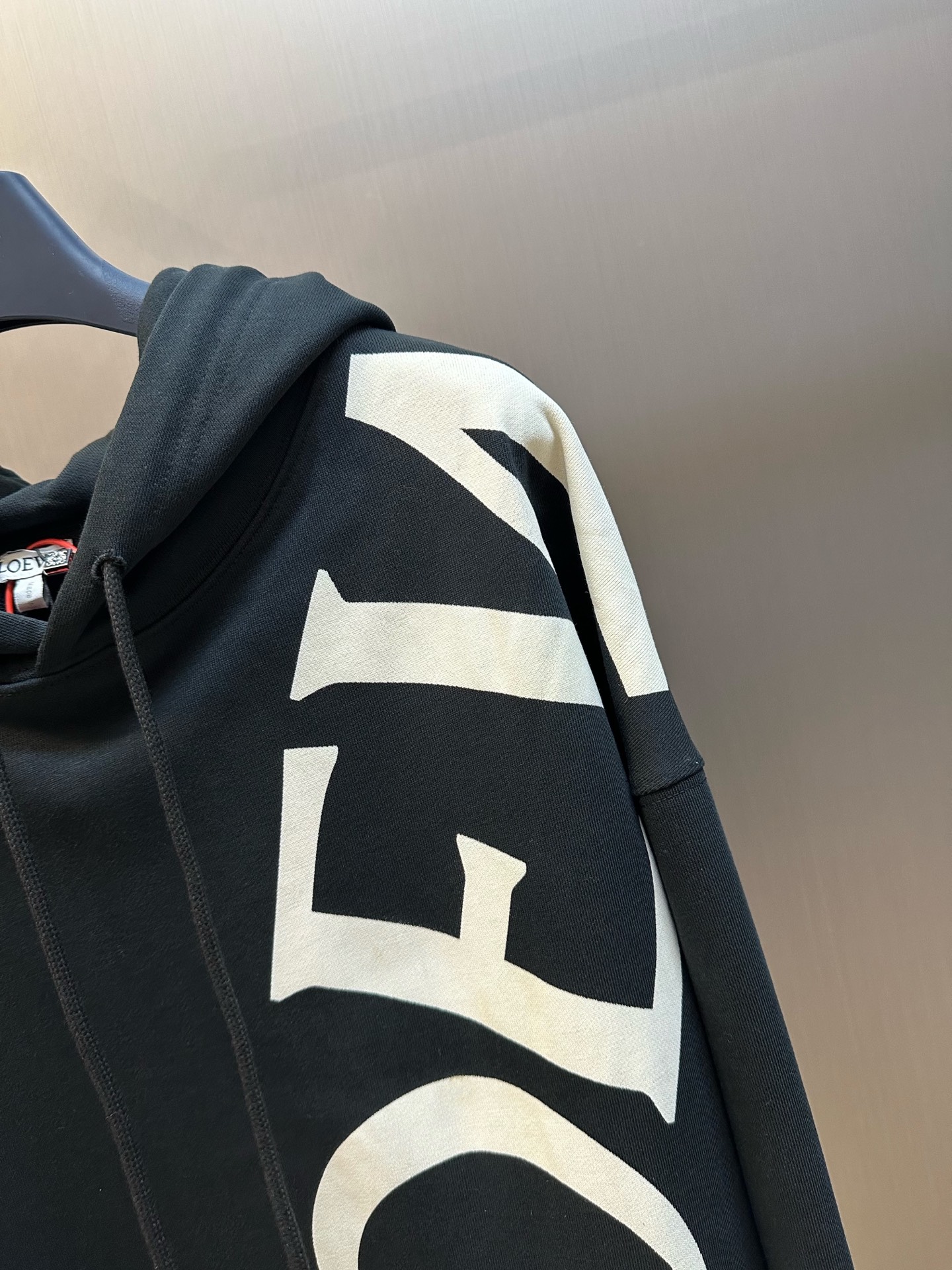 LOEWE Men's Relaxed Fit Hoodie in Cotton "Black/Grey" (H526Y25X65-1671）