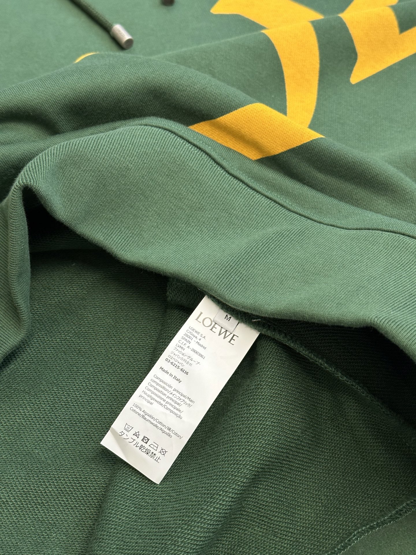 LOEWE Men's Relaxed Fit Hoodie in Cotton "Black/Grey" (H526Y25X65-1671）