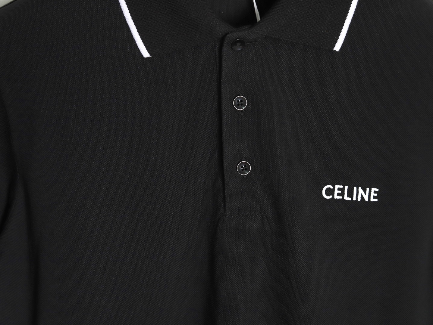 Celine embroidered cotton piqué polo shirt (2X68E043F-01OB）