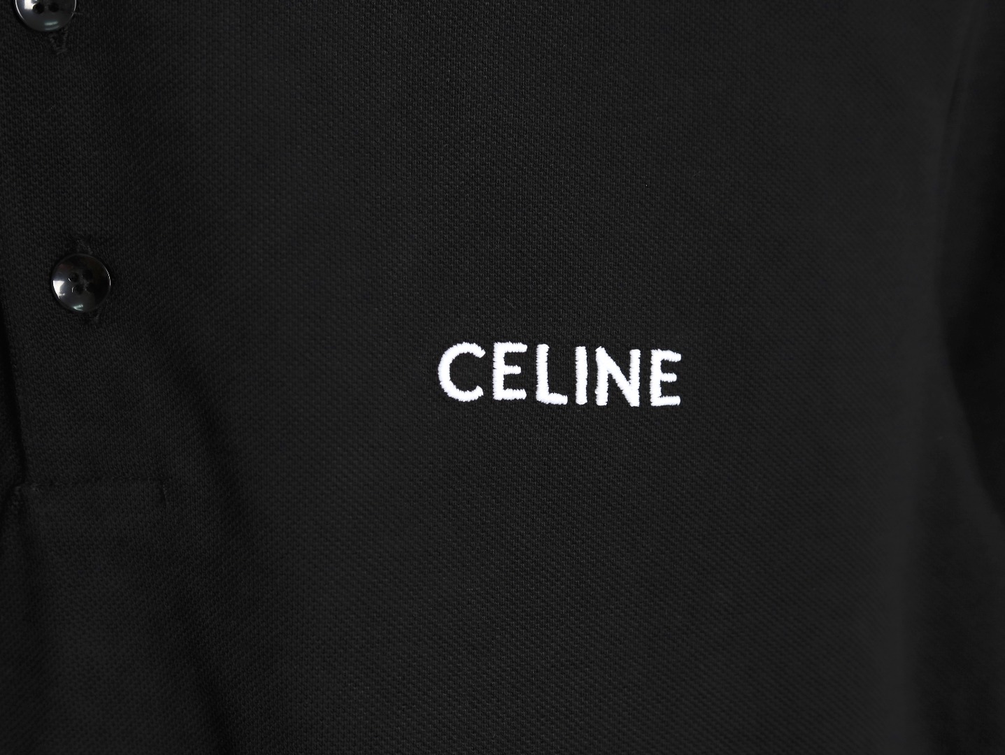 Celine embroidered cotton piqué polo shirt (2X68E043F-01OB）