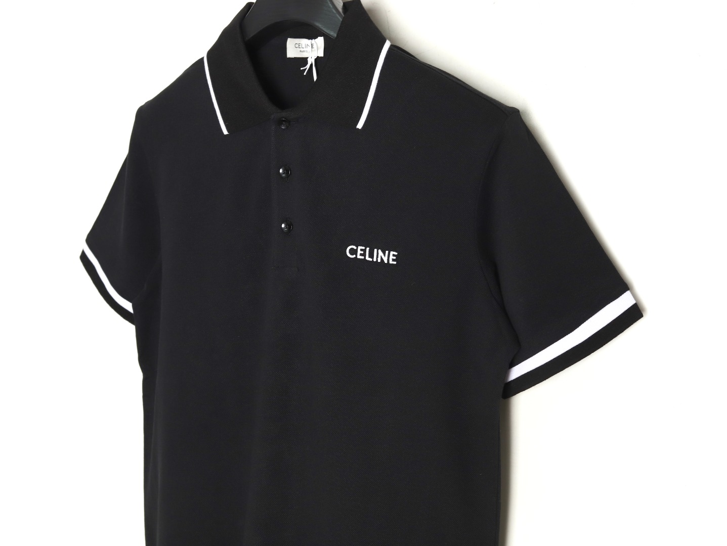 Celine embroidered cotton piqué polo shirt (2X68E043F-01OB）