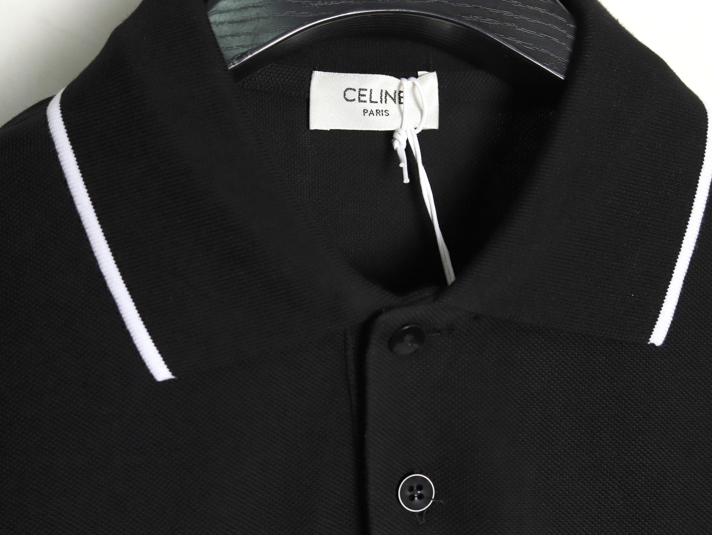 Celine embroidered cotton piqué polo shirt (2X68E043F-01OB）