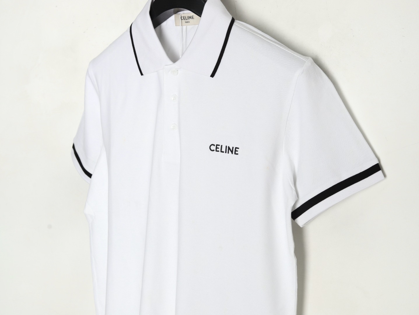 Celine embroidered cotton piqué polo shirt (2X68E043F-01OB）