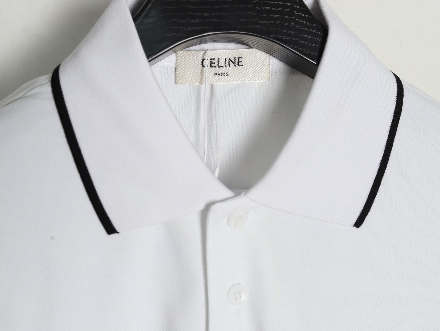 Celine embroidered cotton piqué polo shirt (2X68E043F-01OB）