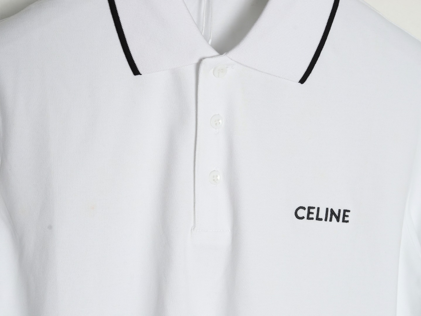 Celine embroidered cotton piqué polo shirt (2X68E043F-01OB）