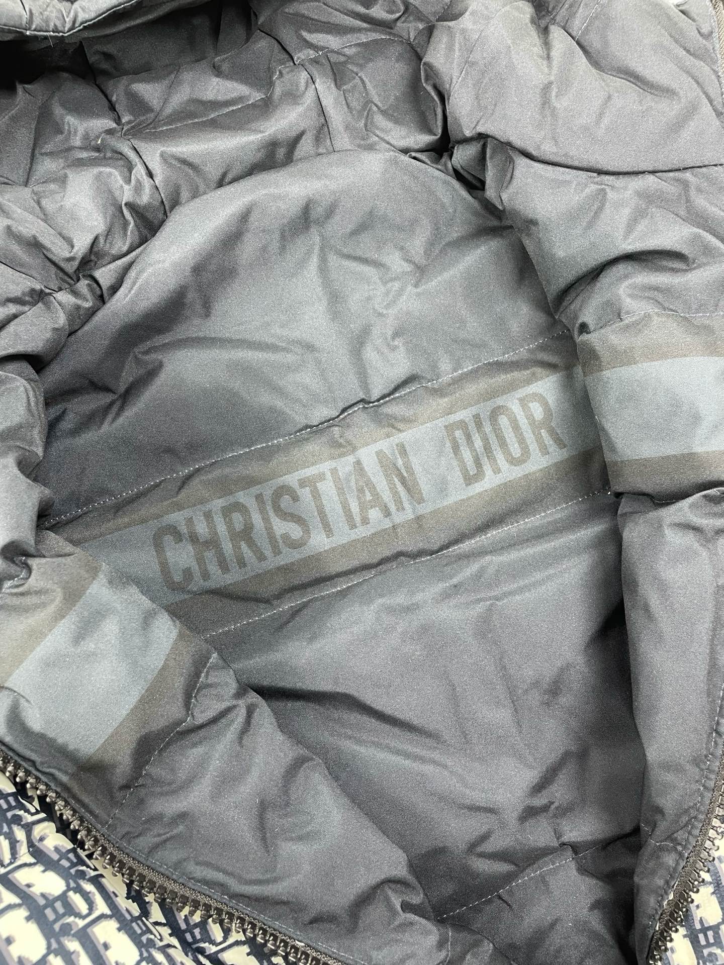 Dior Women's Oblique Quilted Technical Taffeta Reversible Long Down Jacket "Blue/Ecru"（147C23A2968-X5803）