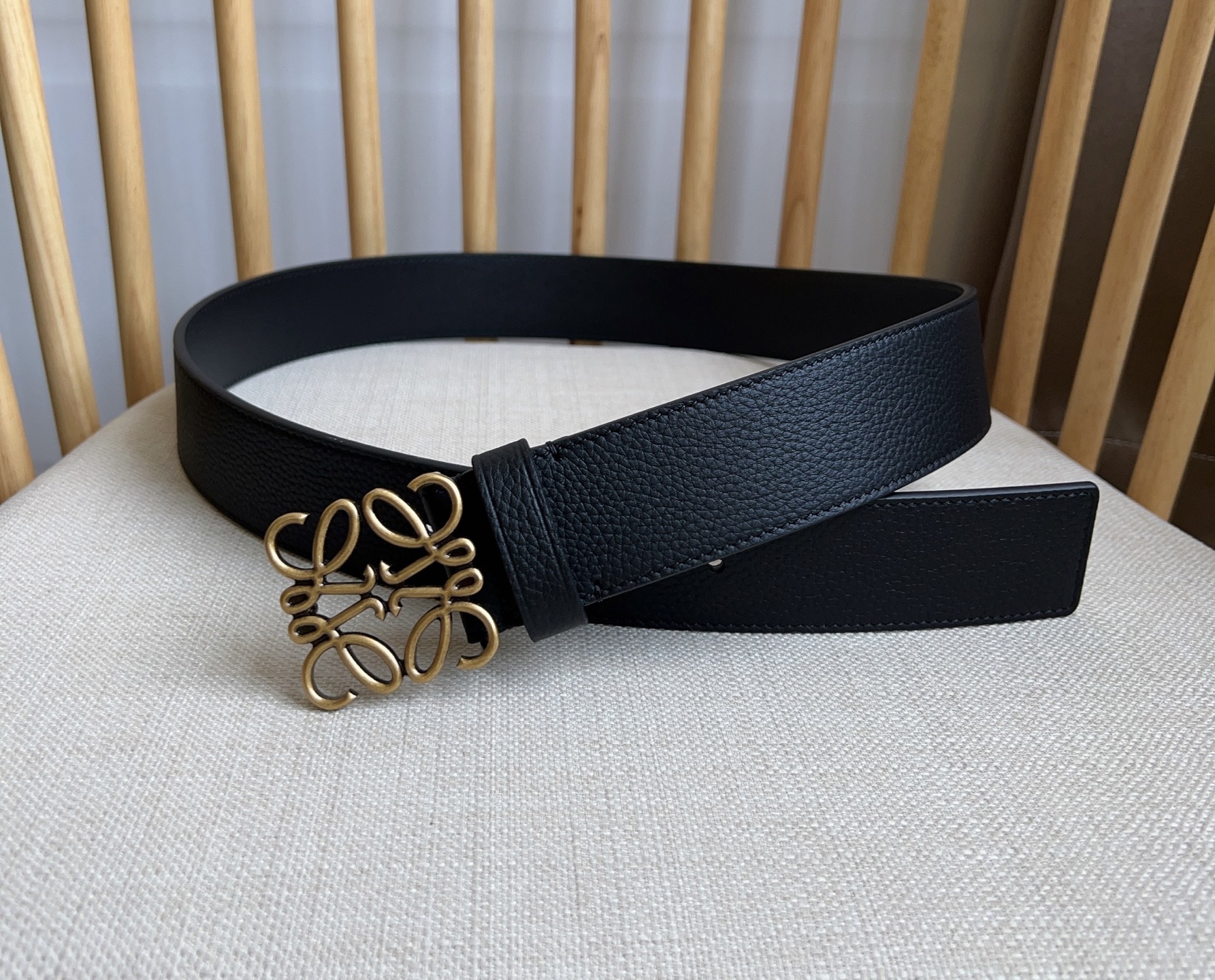 LOEWE Chunky Anagram Belt "Black/Vintage Palladium"（E821238X14）