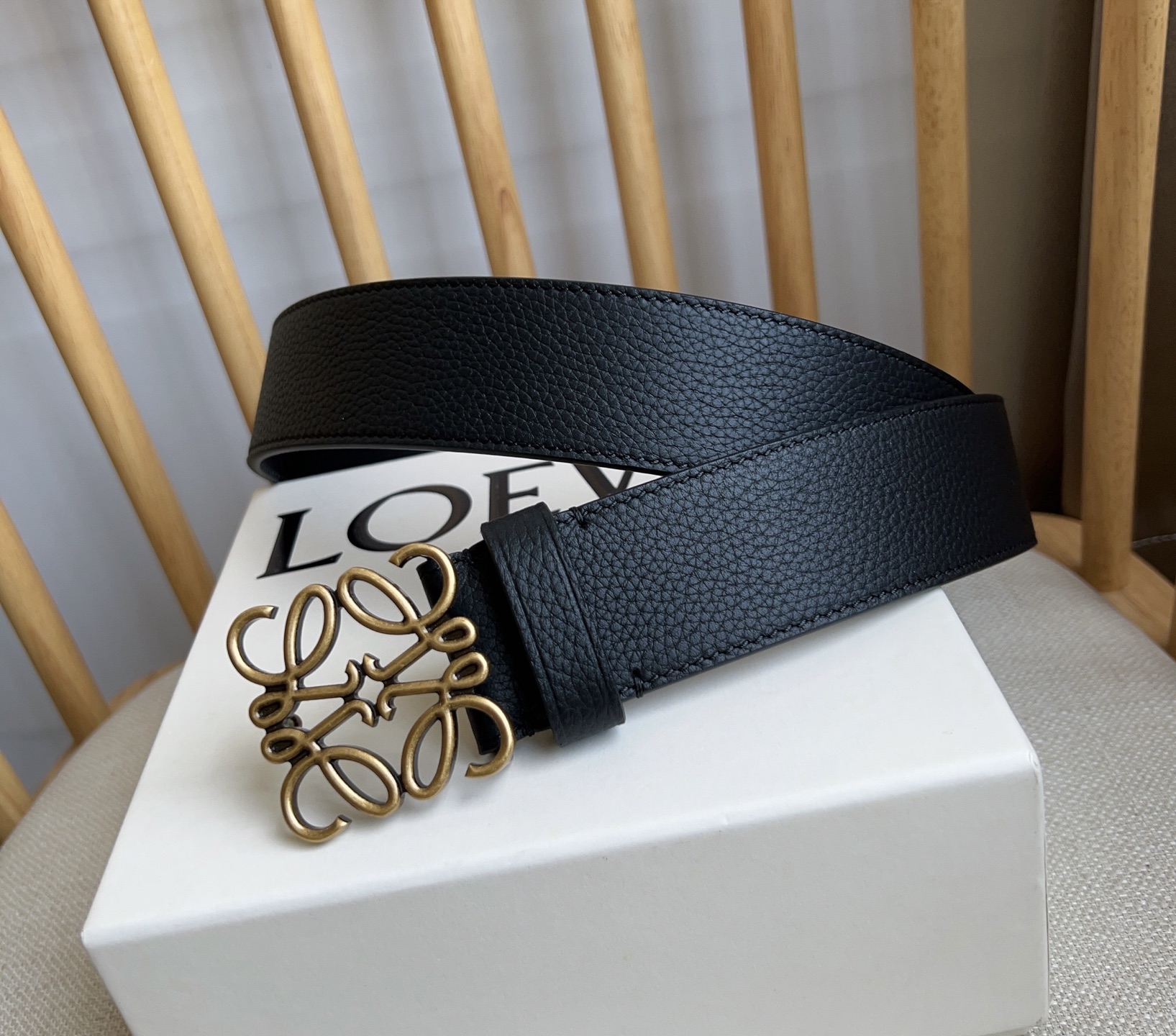 LOEWE Chunky Anagram Belt "Black/Vintage Palladium"（E821238X14）