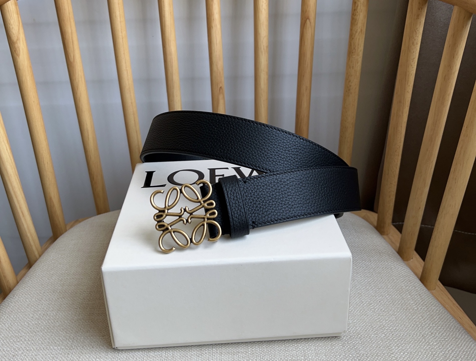 LOEWE Chunky Anagram Belt "Black/Vintage Palladium"（E821238X14）
