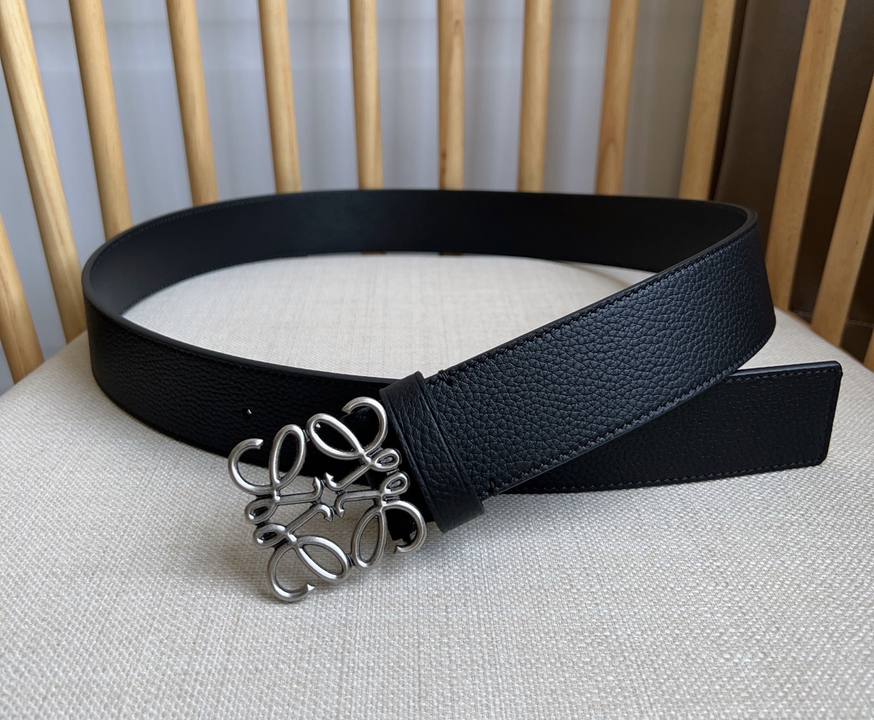 LOEWE Chunky Anagram Belt "Black/Vintage Palladium"（E821238X14）