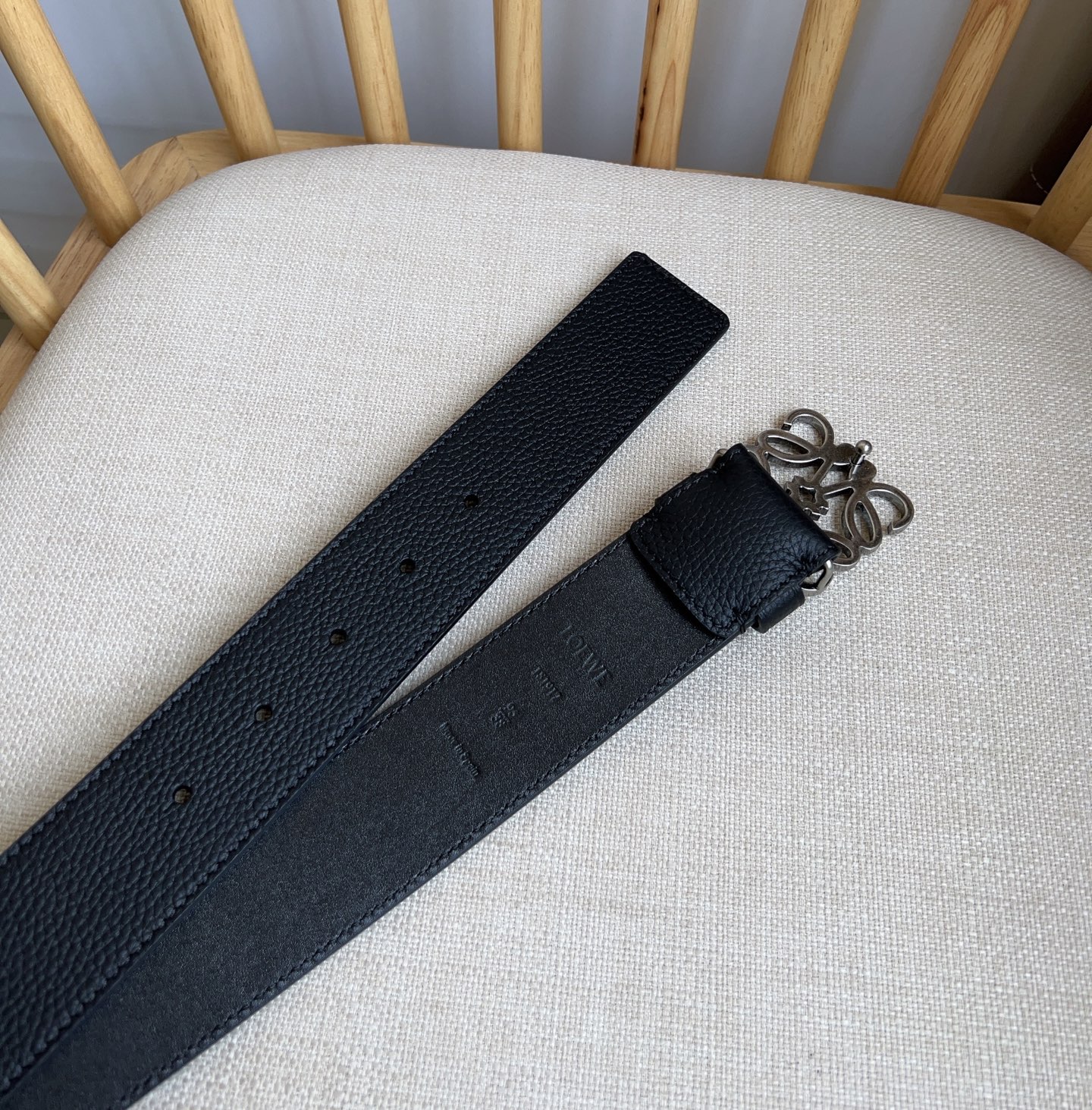 LOEWE Chunky Anagram Belt "Black/Vintage Palladium"（E821238X14）