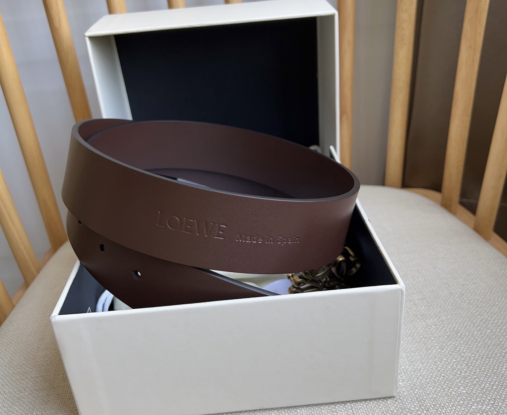 LOEWE Calfskin Chunky Anagram Belt（E619238X49-8779）