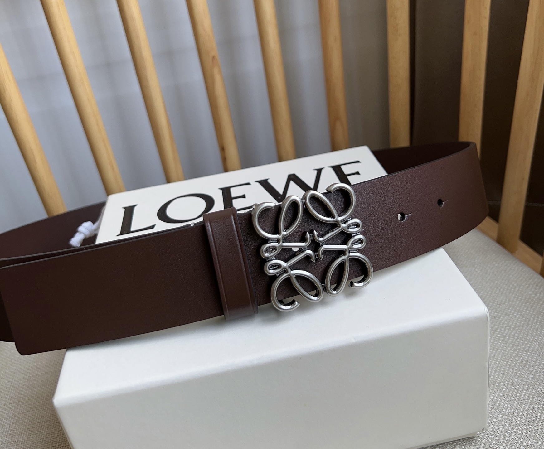 LOEWE Calfskin Chunky Anagram Belt（E619238X49-8779）