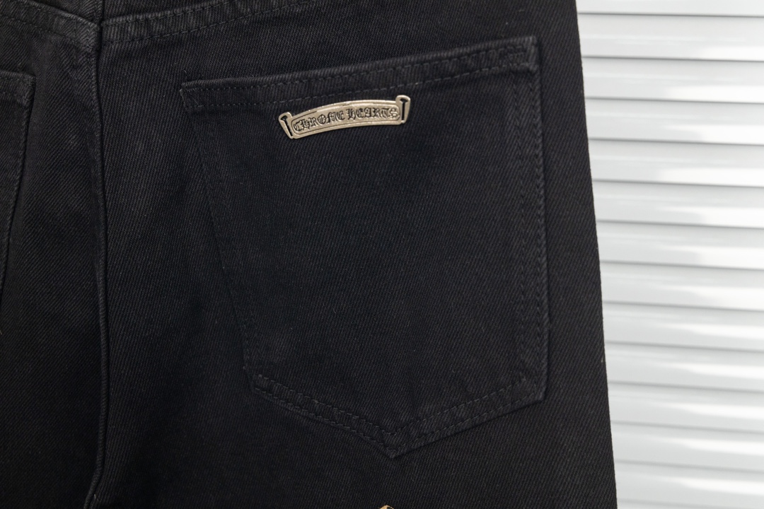 Chrome Hearts Green & Leopard Cross Patch Jeans (CH-2023022003）