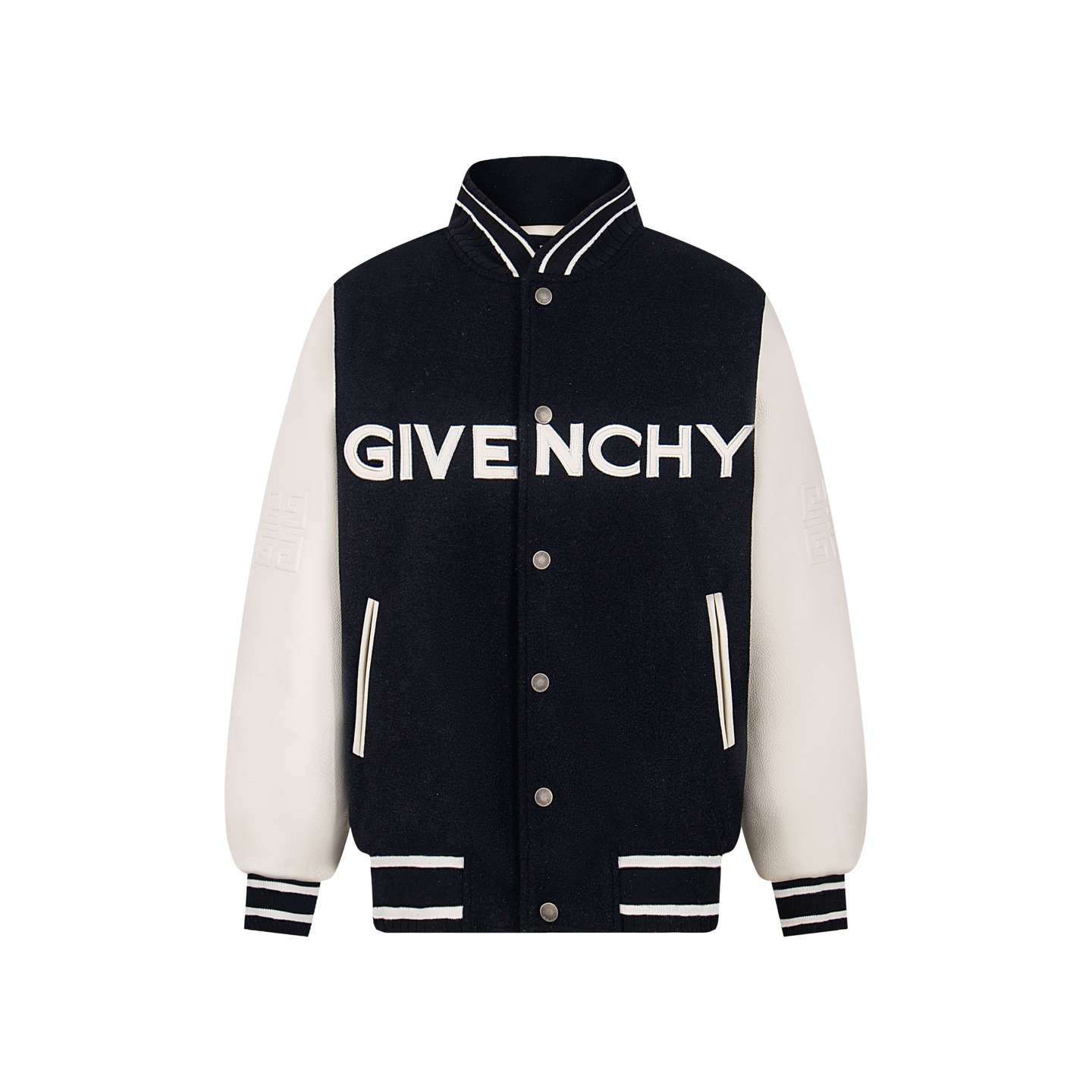 Givenchy Wool And Leather Big Varsity Jacket 'Black/Wwhite（BM00QR611V-004）
