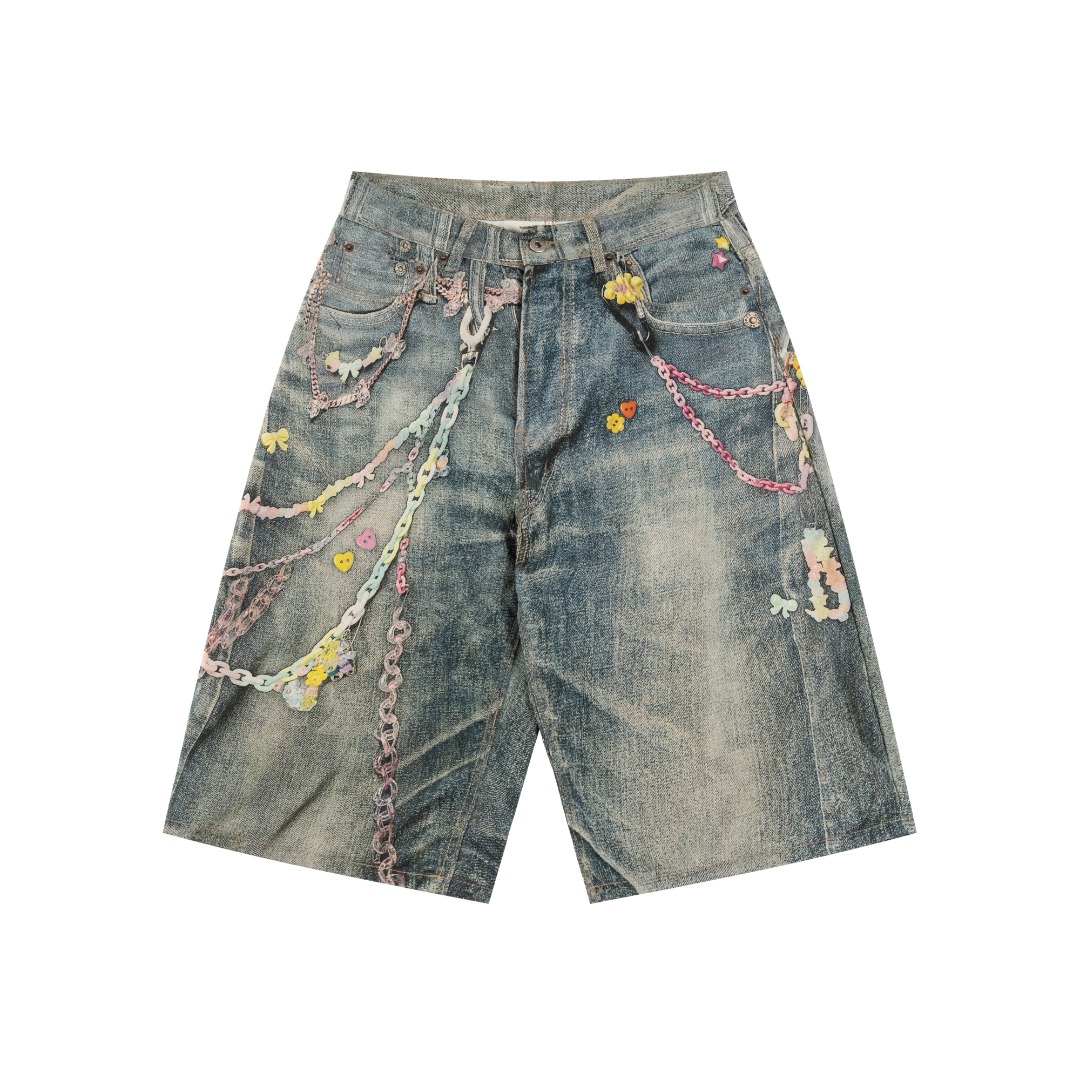 Acne Studios Printed Denim Short 'Mid Blue (BE0179-AUZ）