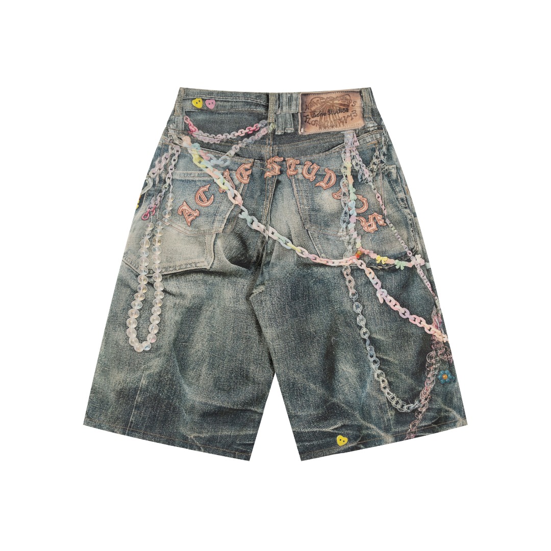 Acne Studios Printed Denim Short 'Mid Blue (BE0179-AUZ）