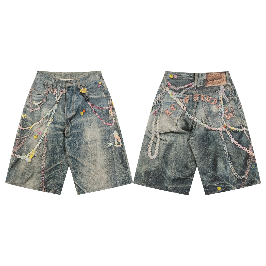 Acne Studios Printed Denim Short 'Mid Blue (BE0179-AUZ）