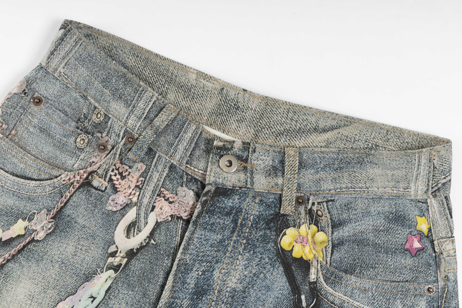 Acne Studios Printed Denim Short 'Mid Blue (BE0179-AUZ）