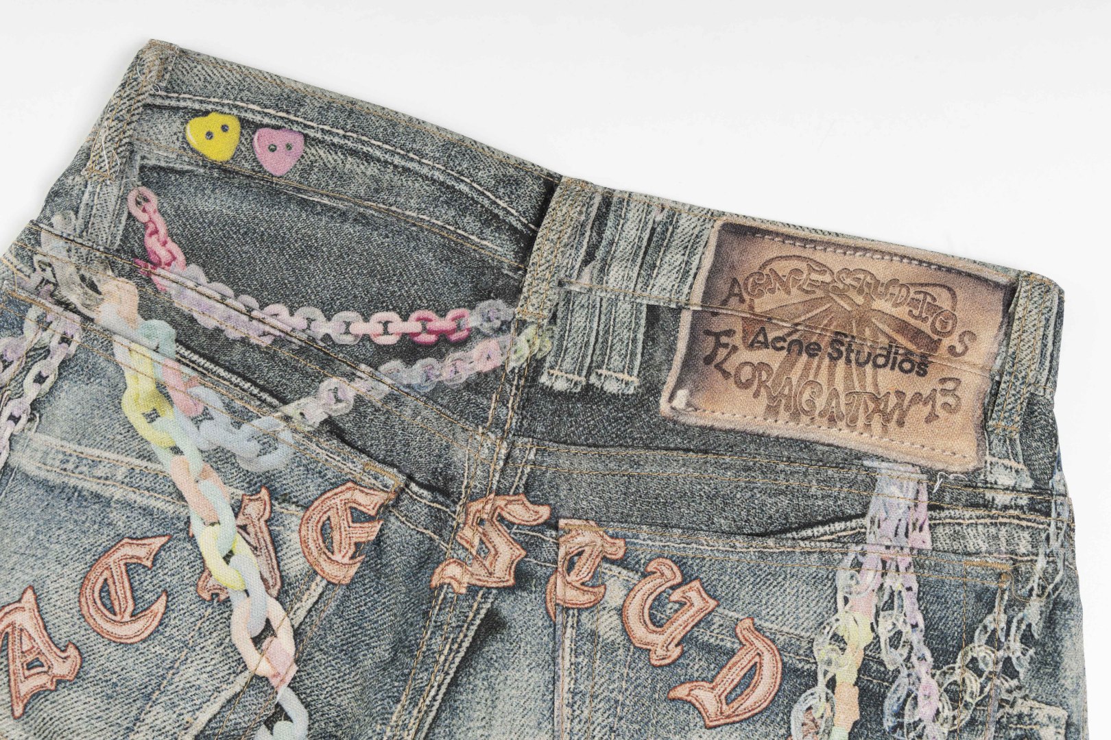 Acne Studios Printed Denim Short 'Mid Blue (BE0179-AUZ）