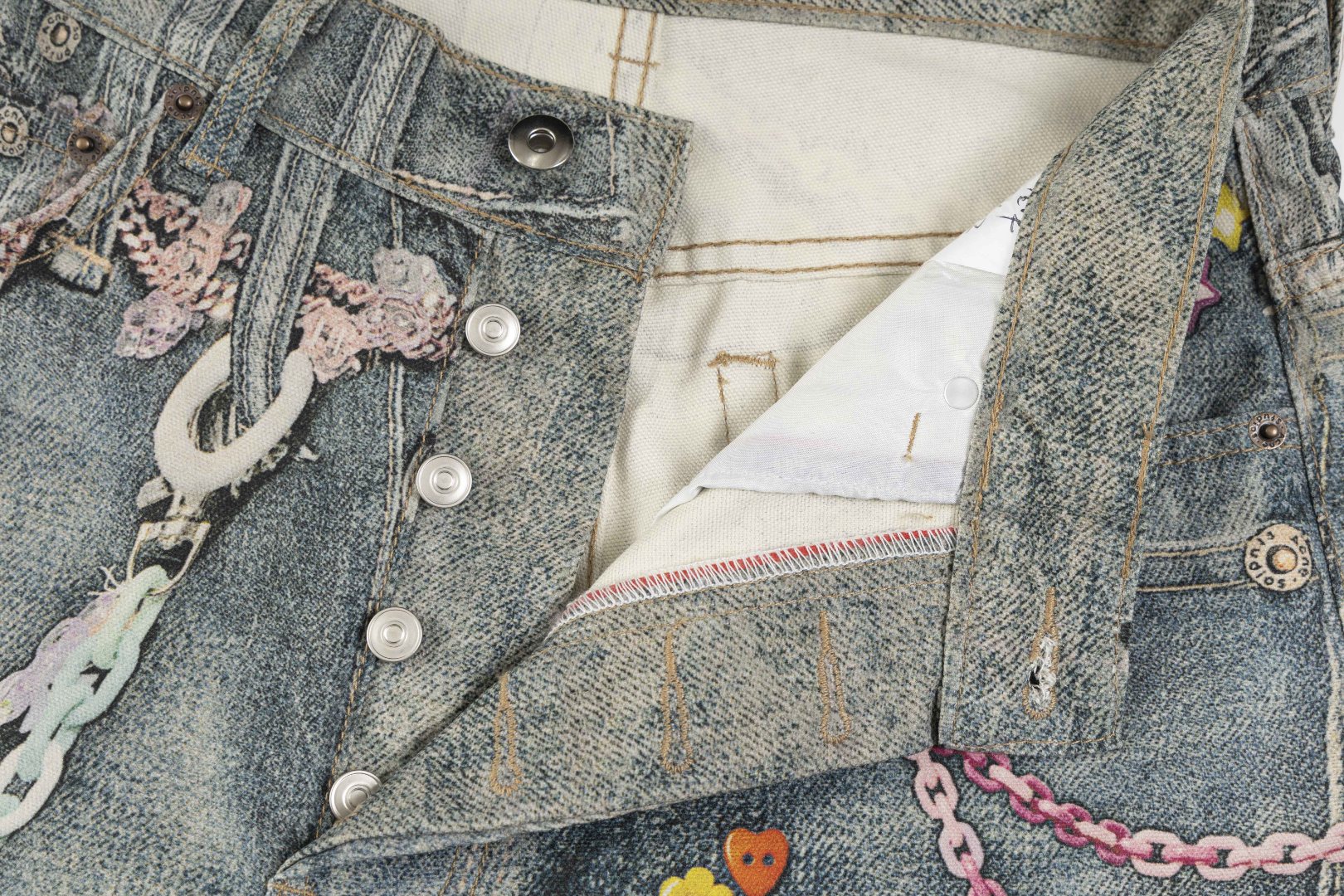 Acne Studios Printed Denim Short 'Mid Blue (BE0179-AUZ）