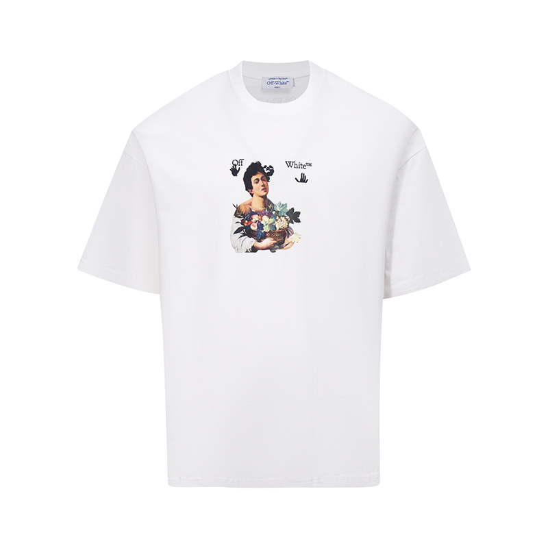 Off-White Caravaggio Boy Over Tee 'Black/White' (OMAA038S21JER0061001）