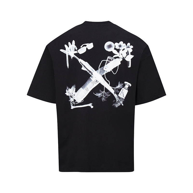 Off-White Short-Sleeve Tee 'Black/Grey' (OMAA161S24JER0021006）