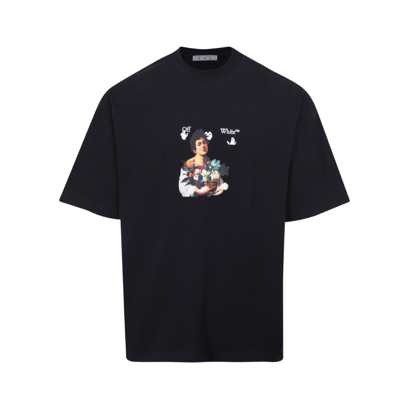 Off-White Caravaggio Boy Over Tee 'Black/White' (OMAA038S21JER0061001）