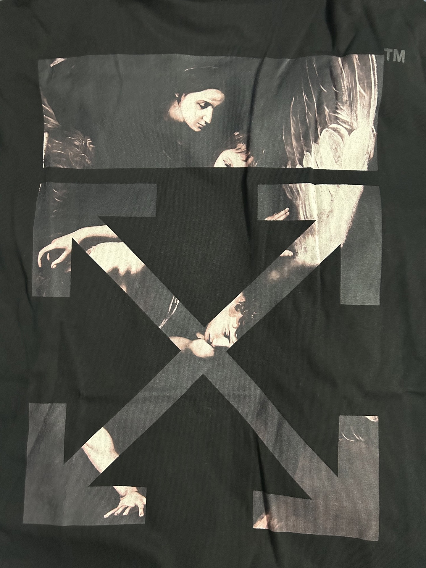 Off-White Caravaggio Arrow T-Shirt 'Black'  (OMAA038S201850041088）