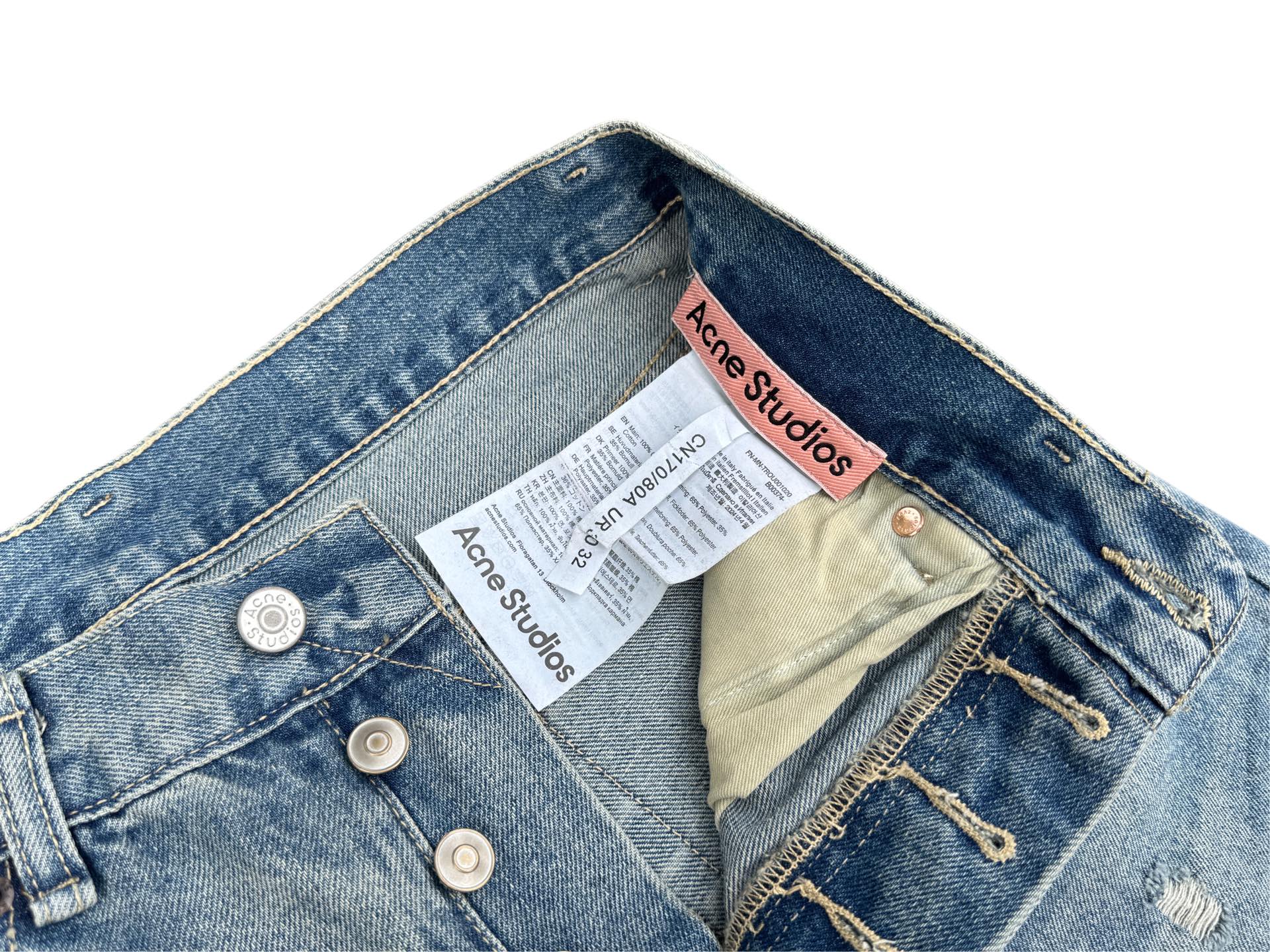 Acne Studios Relaxed Fit Jeans Mid Blue (A00379-M03）