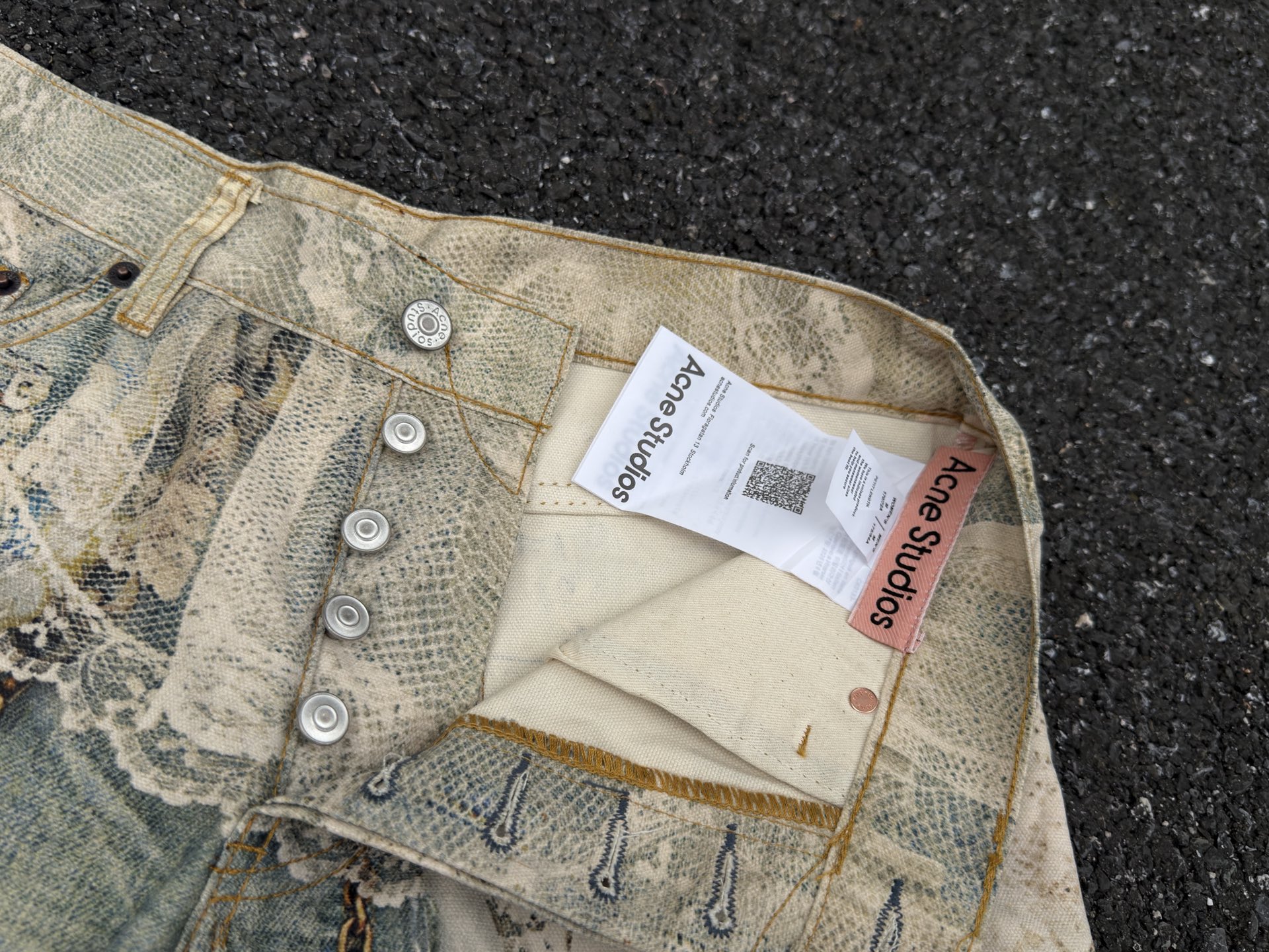 Acne Studios 1981 Printed Jeans White & Green (CK0134-AET）