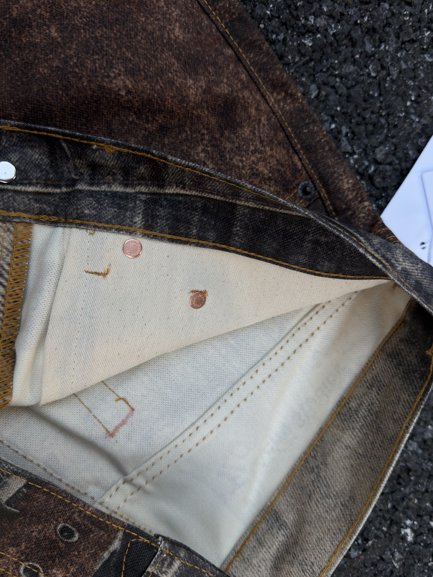 Acne Studios Printed Trousers in Blue & Brown (BK0703-AG7）