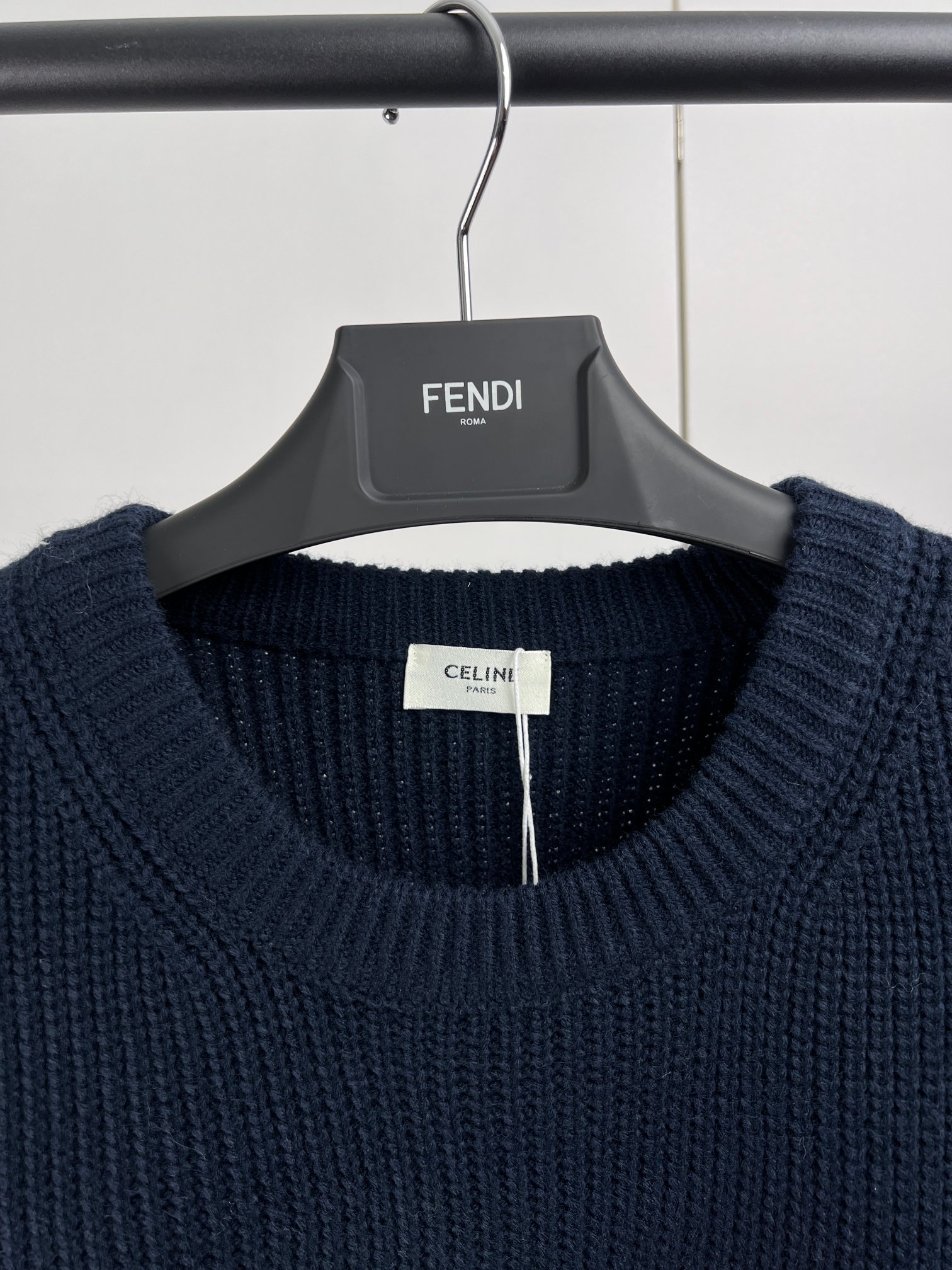 CELINE OVERSIZED SWEATER IN RIBBED WOOL - NAVY (2AW9A311Y-07MR）