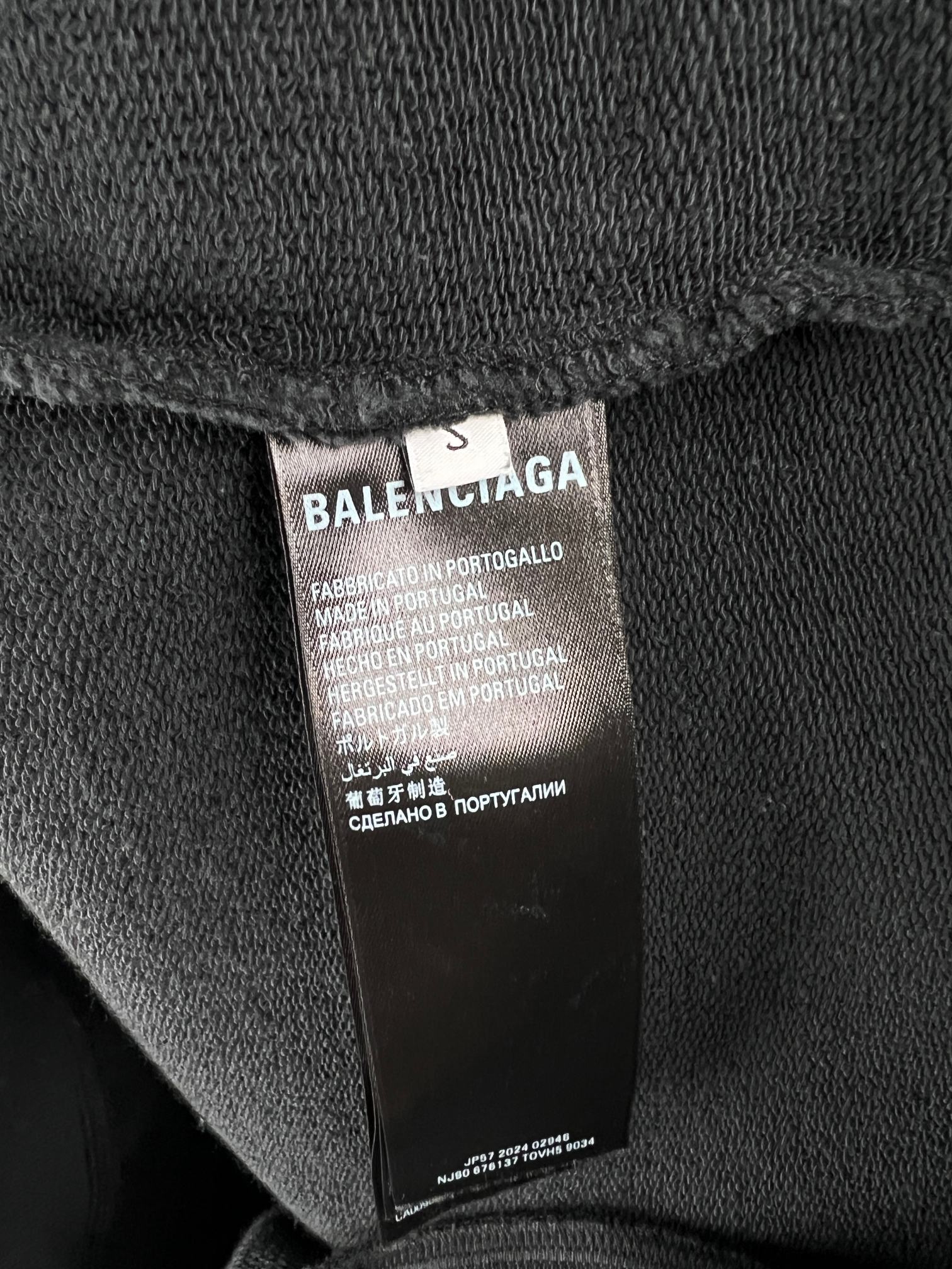 BALENCIAGA Men's 3B Liquified Hoodie Large Fit "Black/Gray" (803265TRVS91013）