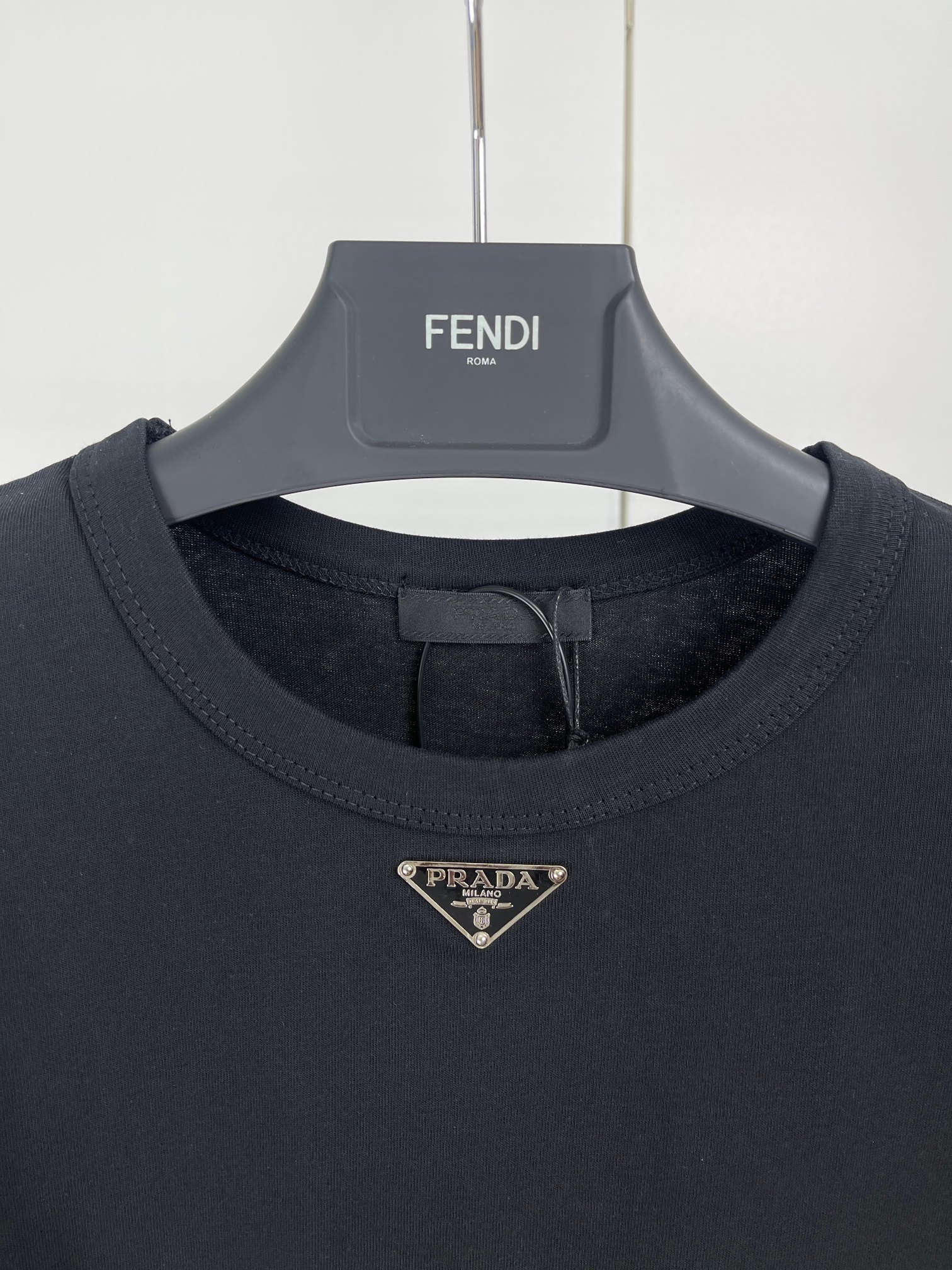PRADA Navy Stretch Cotton Polo Shirt (UJN703-1YED-F044V）