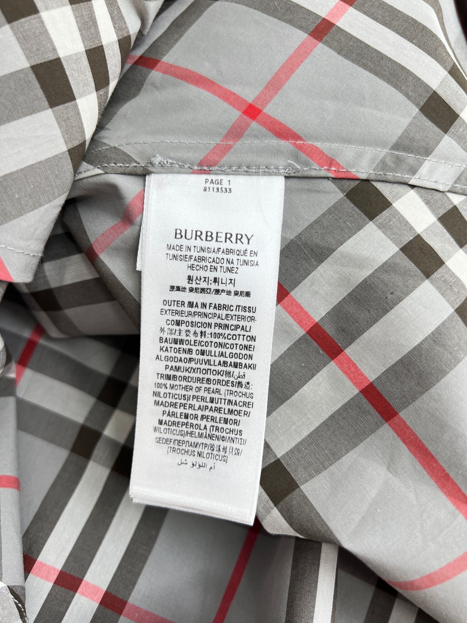 BURBERRY Regular Fit Check Cotton Shirt（81135371）