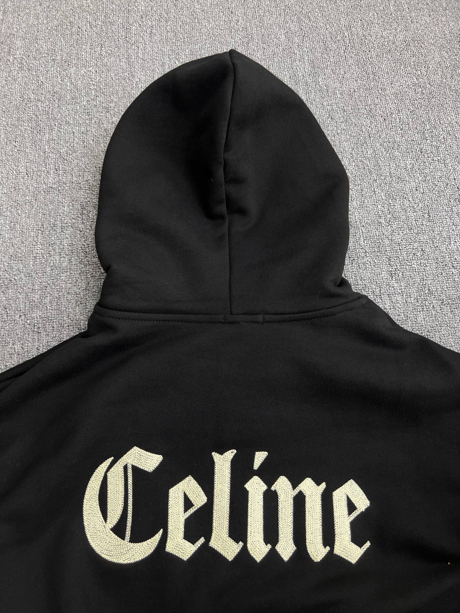 CELINE Zipped Hoodie 'Black/White'  (RY09I670Q-38AW）