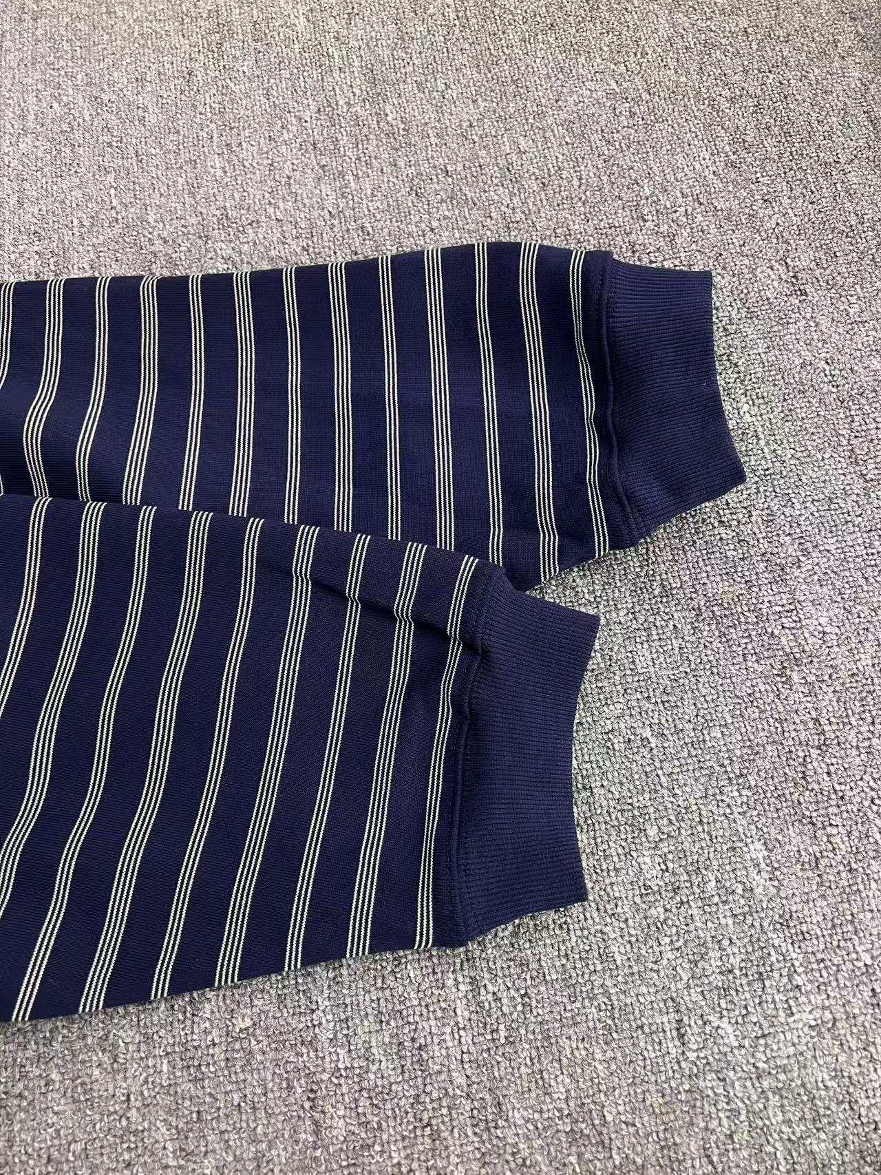 MIUMIU Blue/white Striped Zipper Polo Shirt（MJL773-174V-F022X-S-OOO）