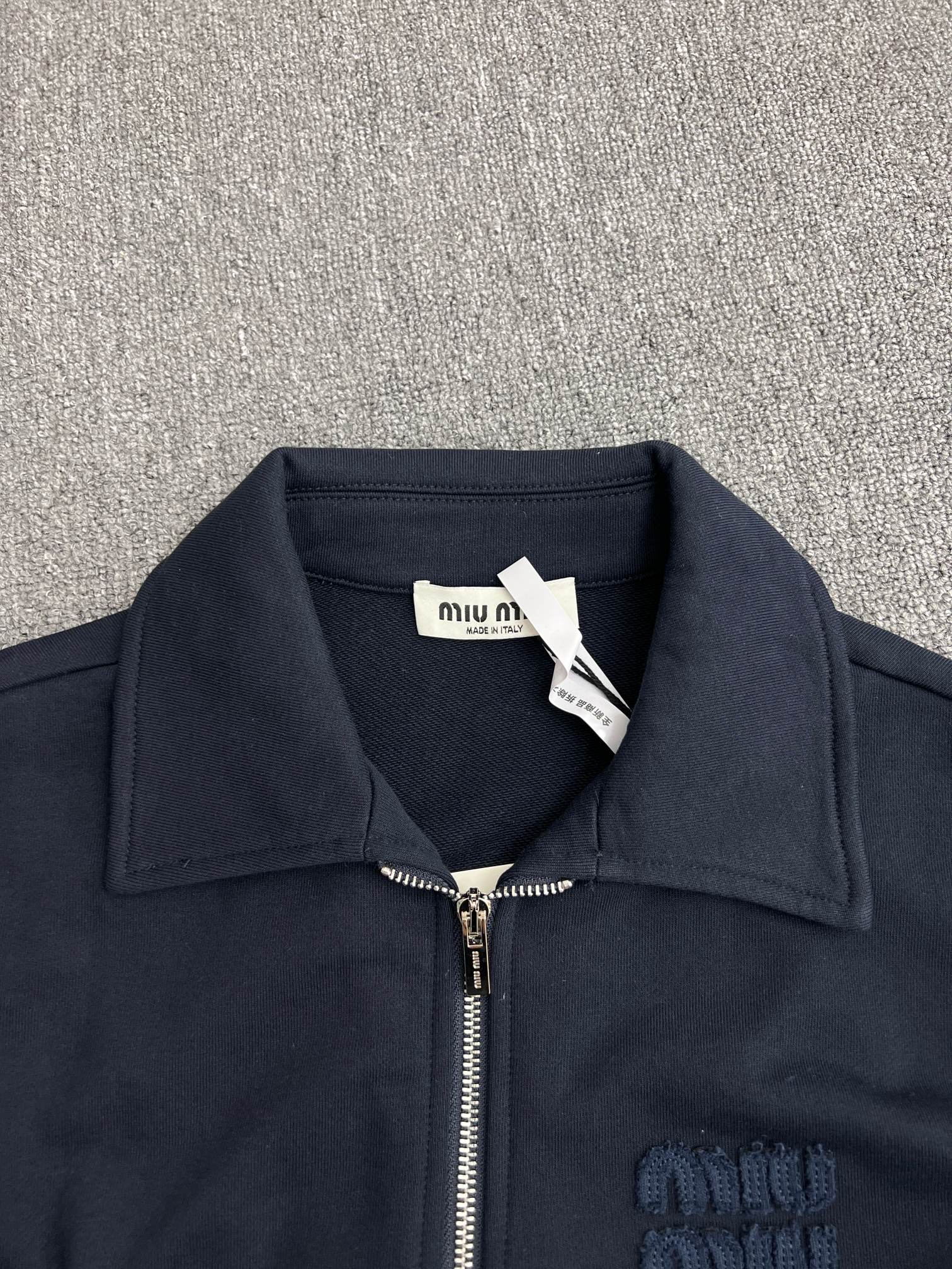 MIU MIU colorblock micro logo half-zip sweatshirt long sleeve blue-gray（MJL090-17H4-F005R-S-OOO）