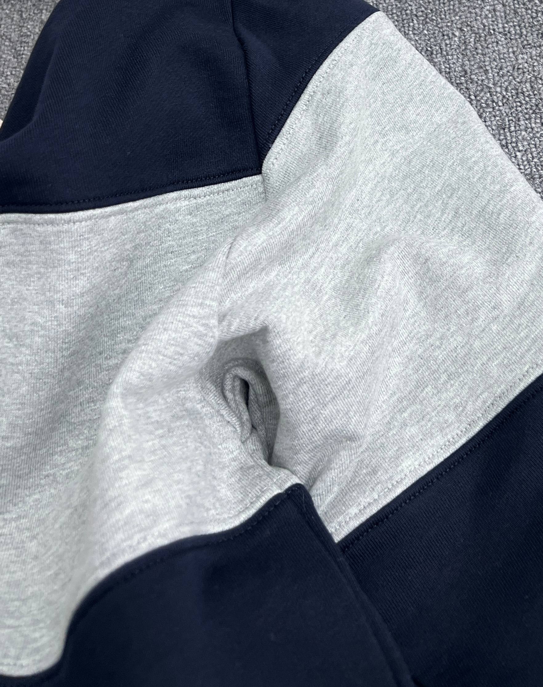 MIU MIU colorblock micro logo half-zip sweatshirt long sleeve blue-gray（MJL090-17H4-F005R-S-OOO）