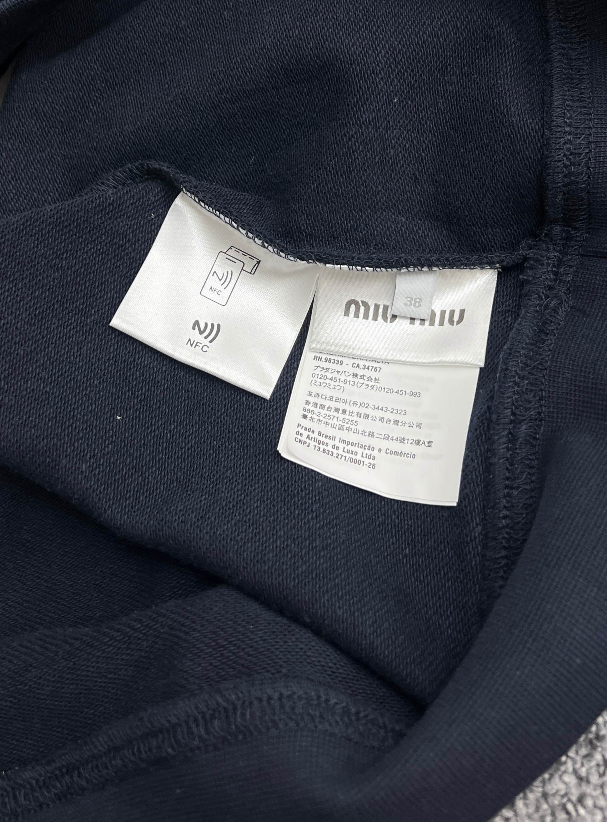 MIU MIU colorblock micro logo half-zip sweatshirt long sleeve blue-gray（MJL090-17H4-F005R-S-OOO）