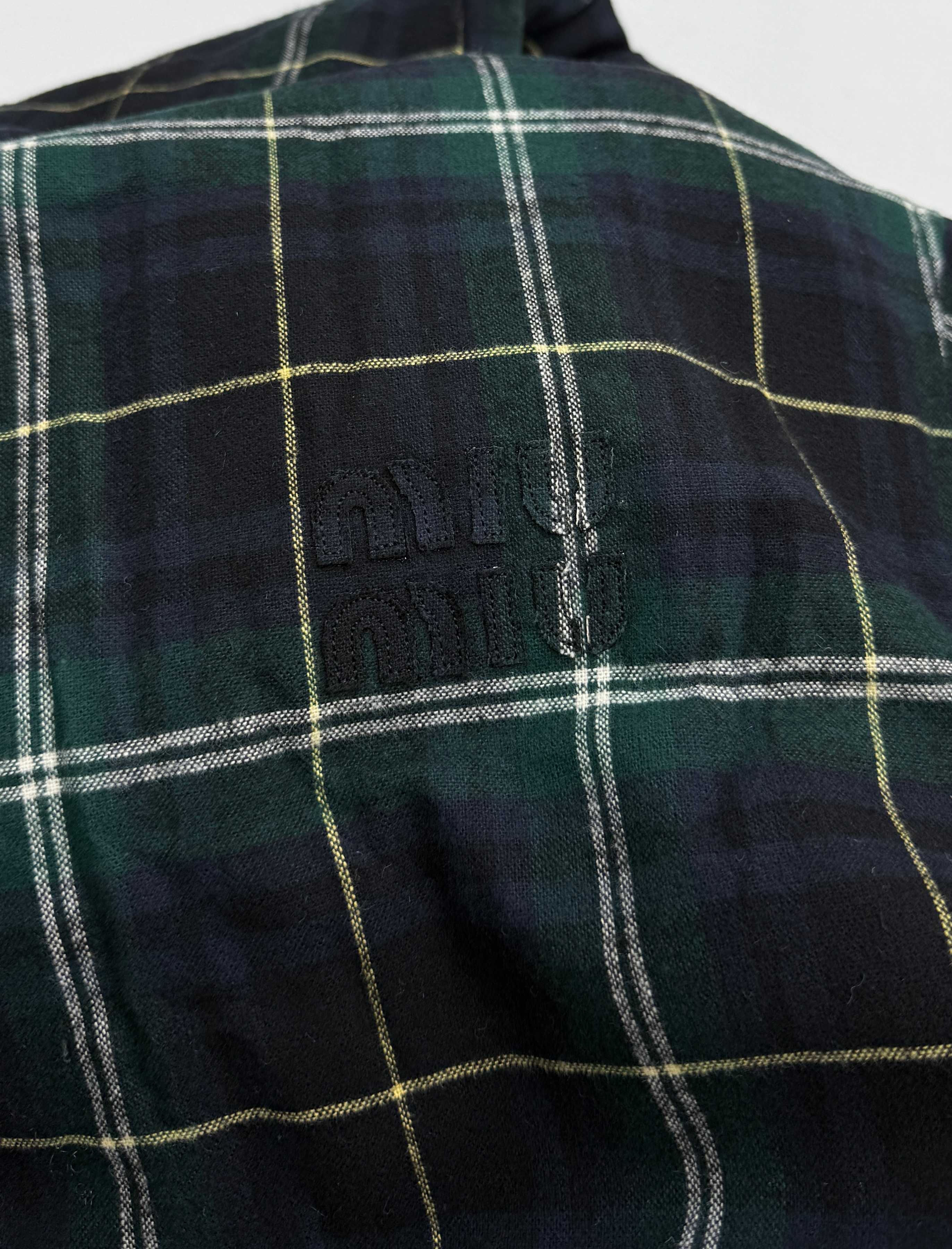 MIU MIU Checkered Logo Patch Zip-Up Hooded Jacket（ML1011-16DN-F0008-S-OOO）