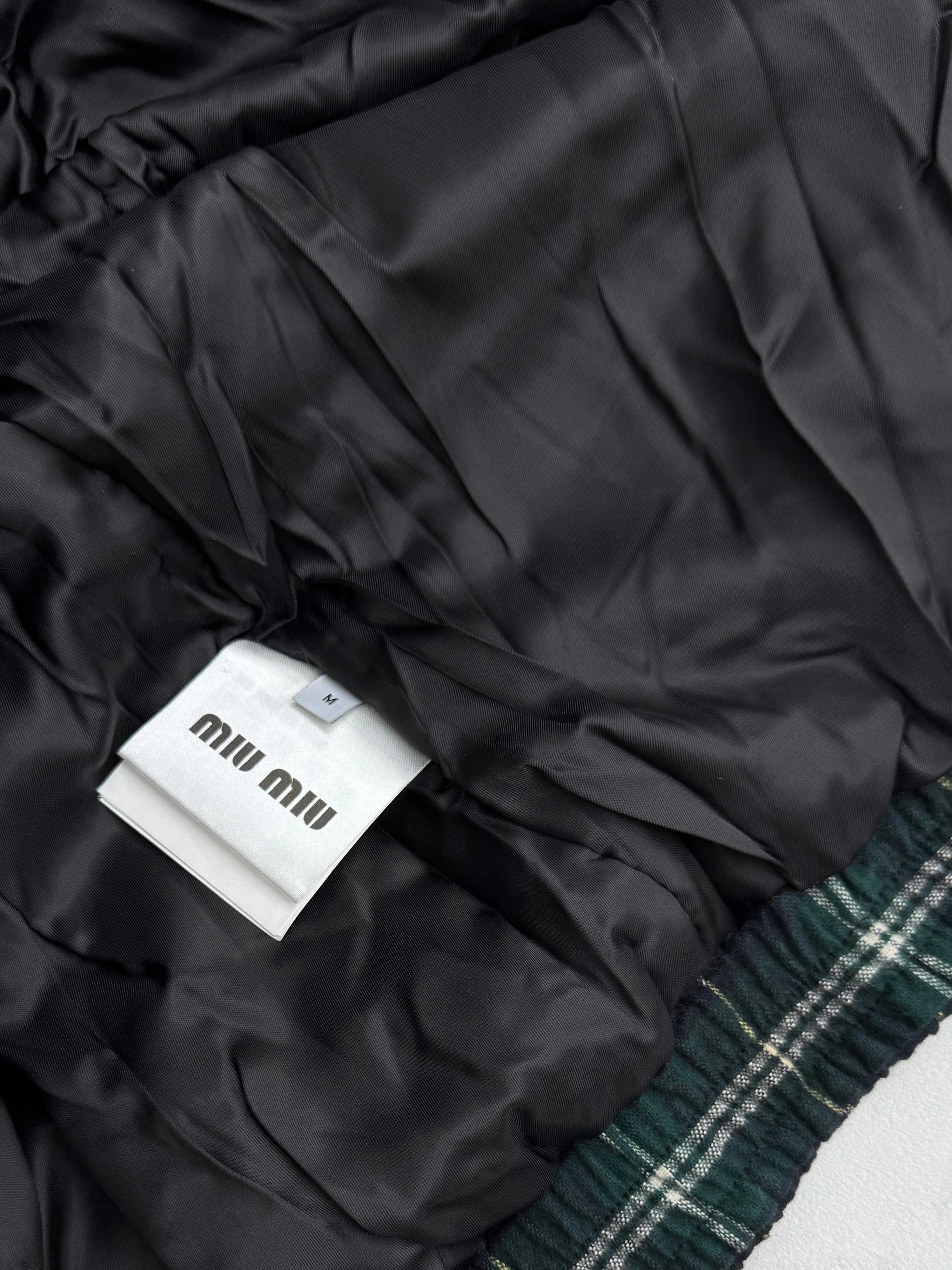 MIU MIU Checkered Logo Patch Zip-Up Hooded Jacket（ML1011-16DN-F0008-S-OOO）