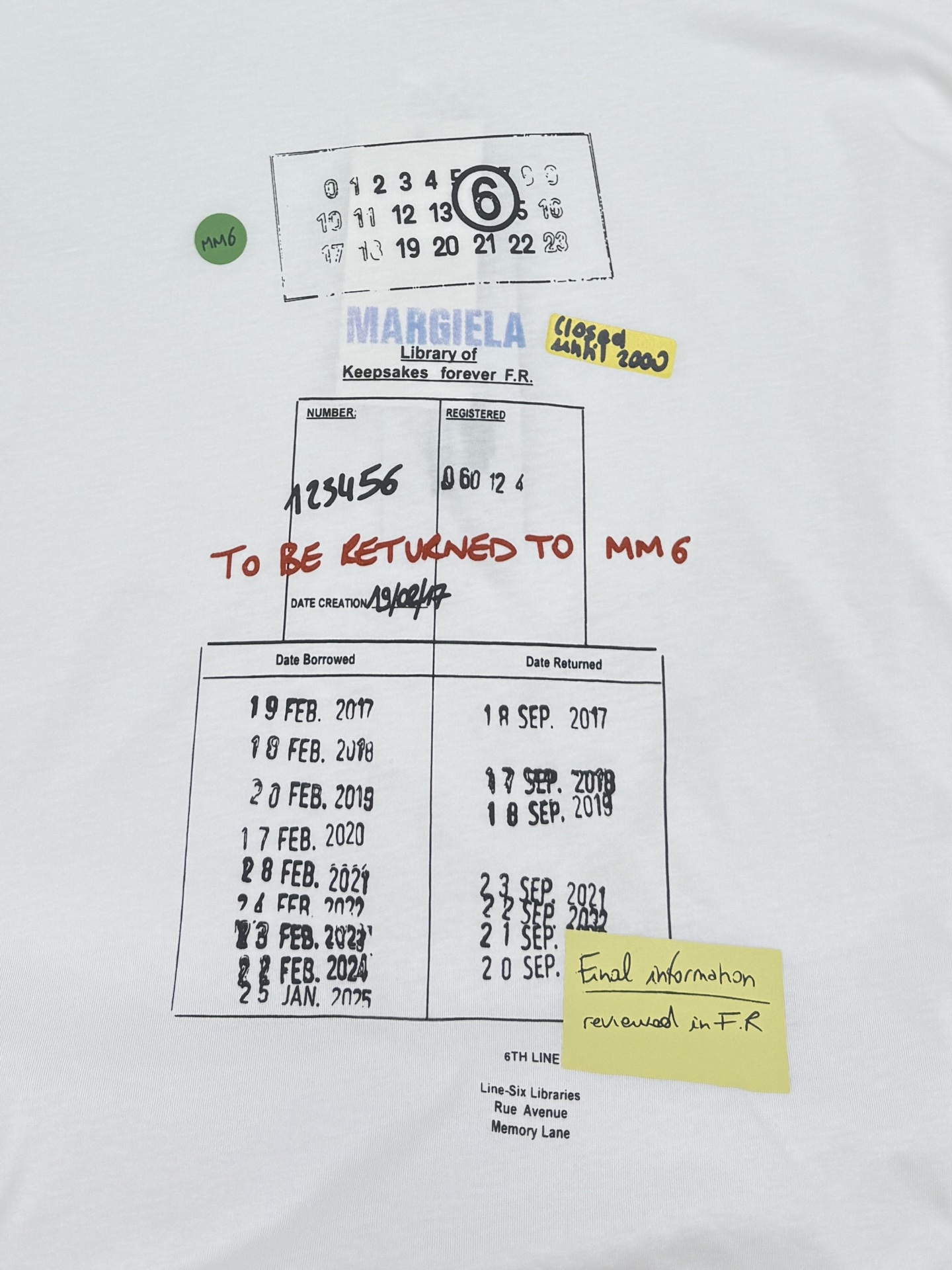 MM6 Maison Margiela Library Stamp T-shirt（SH0GC0070M20170101）