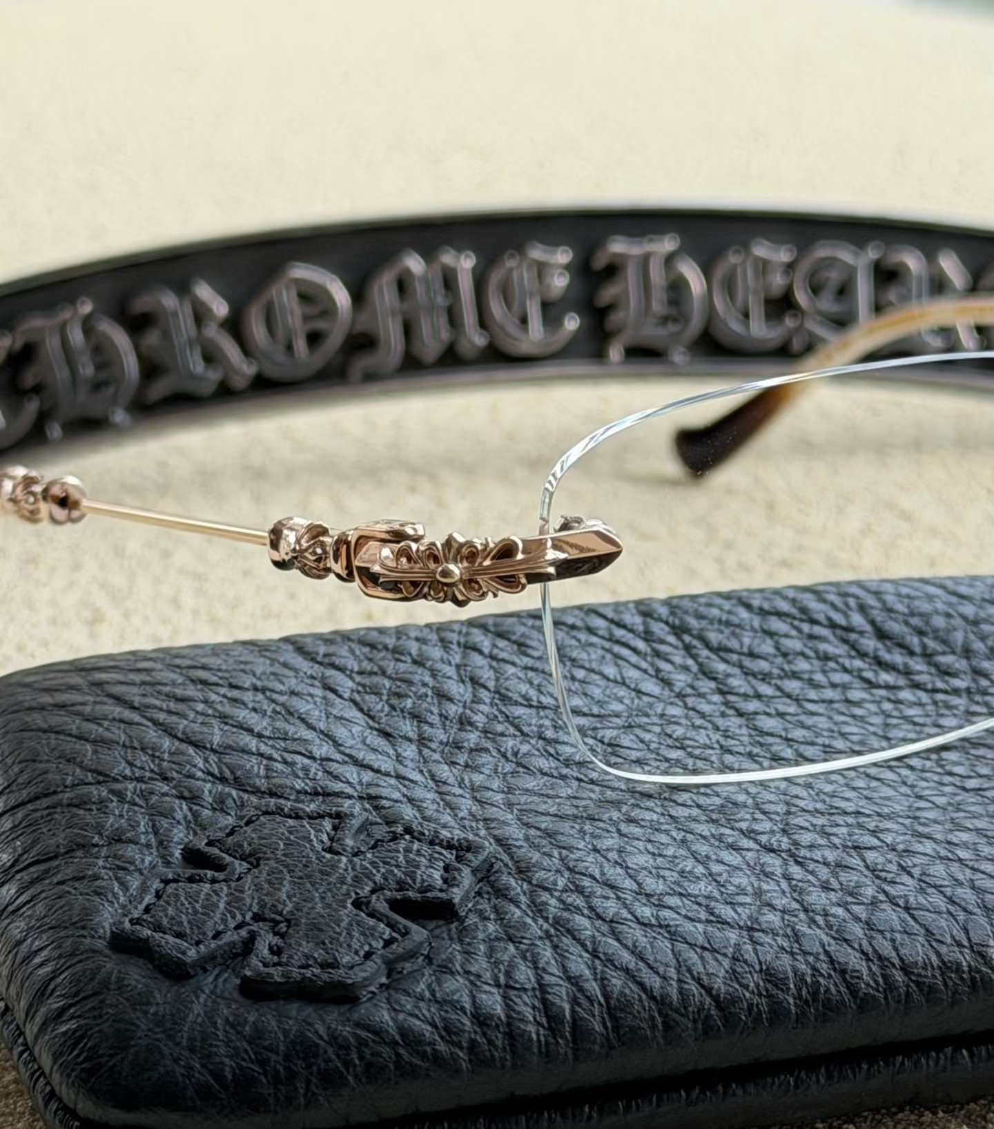 CHROME HEARTS Pills III Gold Plated Brown Bone Plastic (CHROME HEARTS 420)