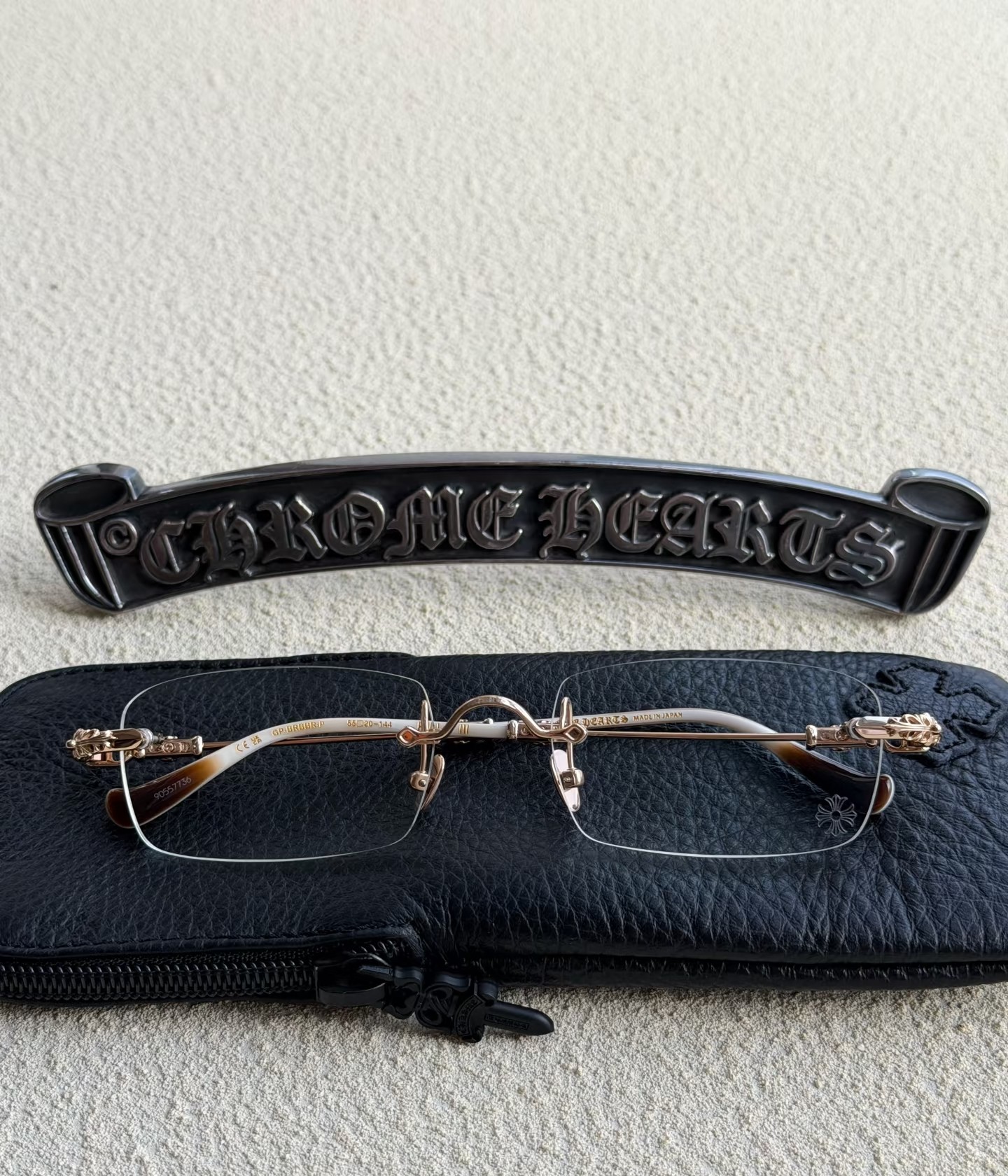 CHROME HEARTS Pills III Gold Plated Brown Bone Plastic (CHROME HEARTS 420)